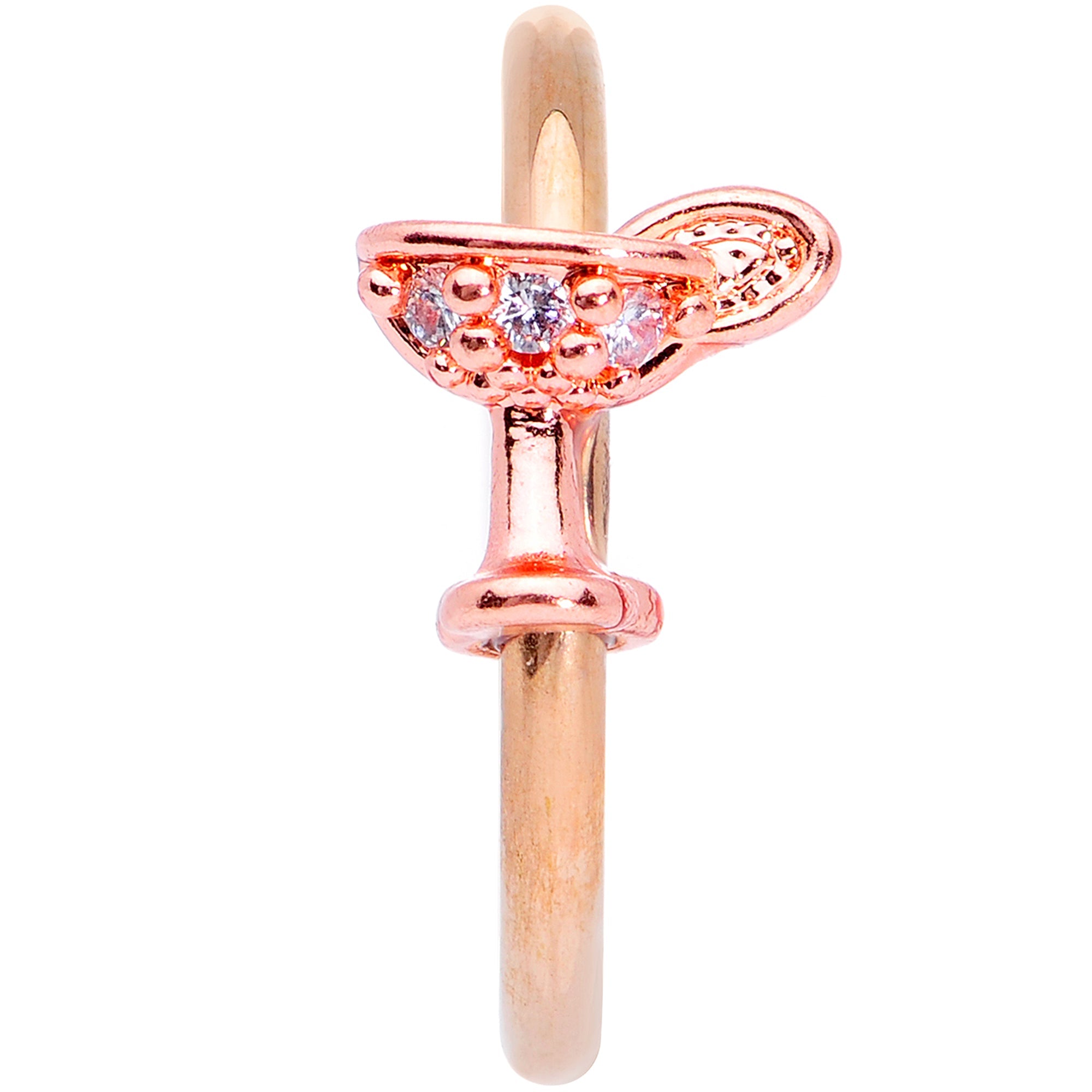 BodyCandy 16G 3/8 Clear Gem Rose Gold Tone Cocktail New Year Septum Clicker — lifestyle context