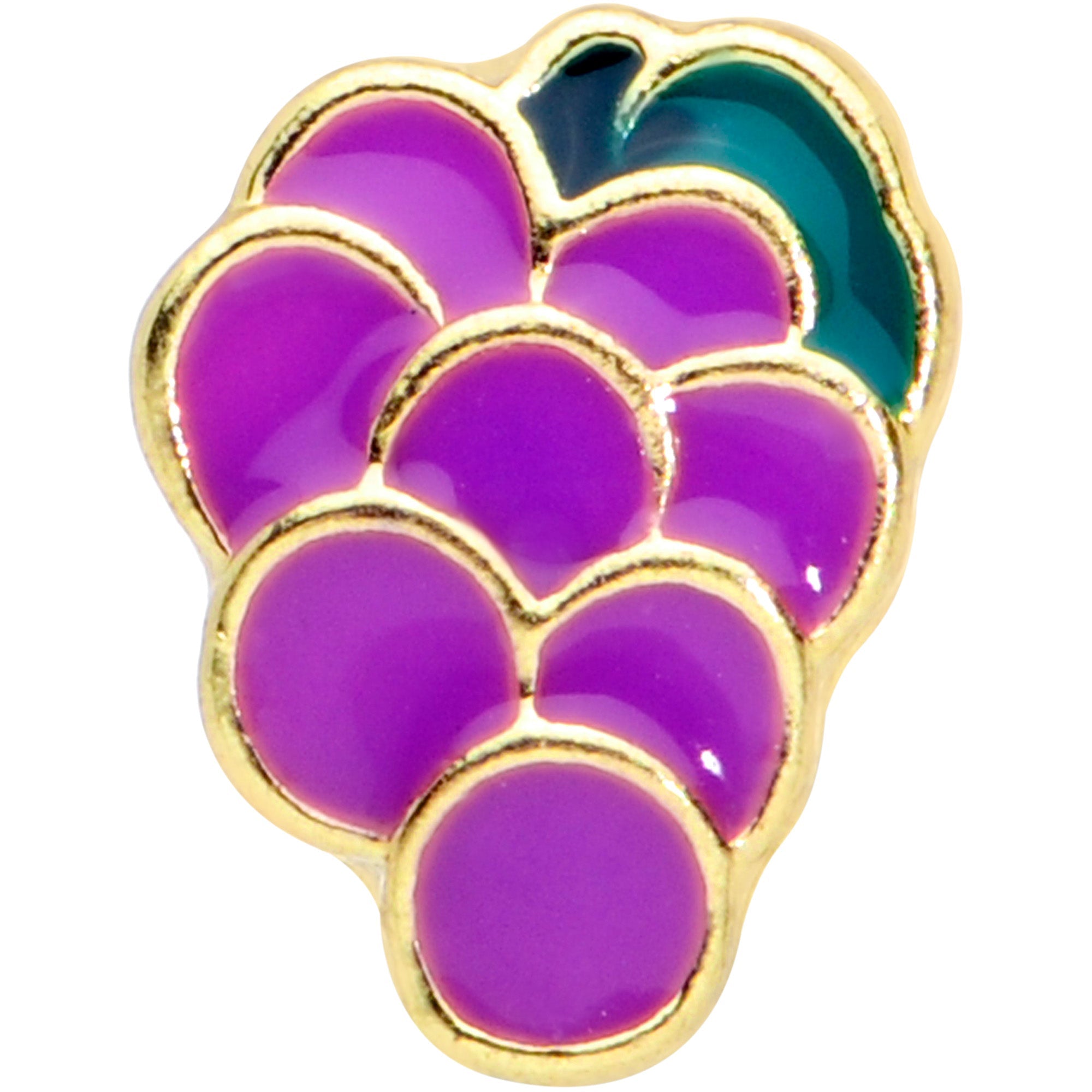 BodyCandy 16G 1/4 Gold Tone Sweet Purple Grapes Cartilage Tragus Earring — detail close-up