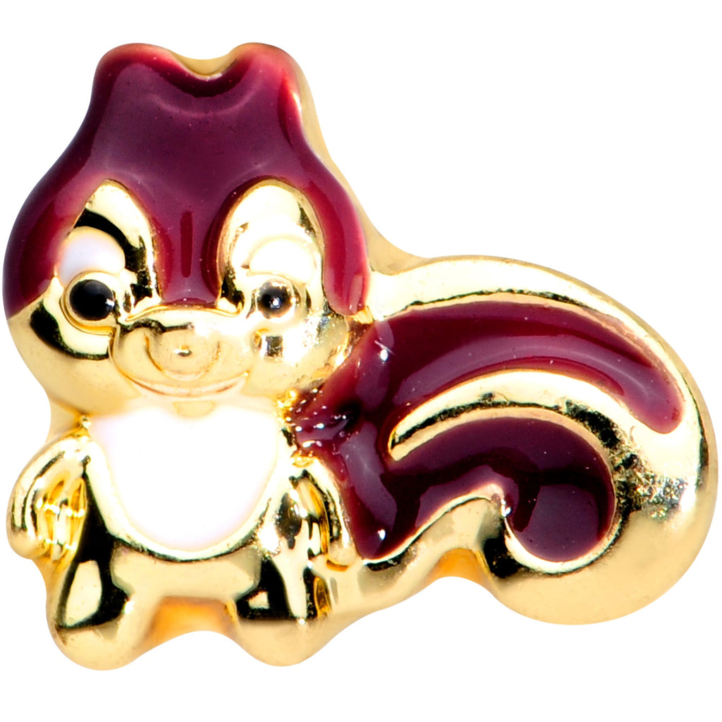 BodyCandy 16G 5/16 Gold Tone Squirrel Labret Monroe Tragus — detail close-up