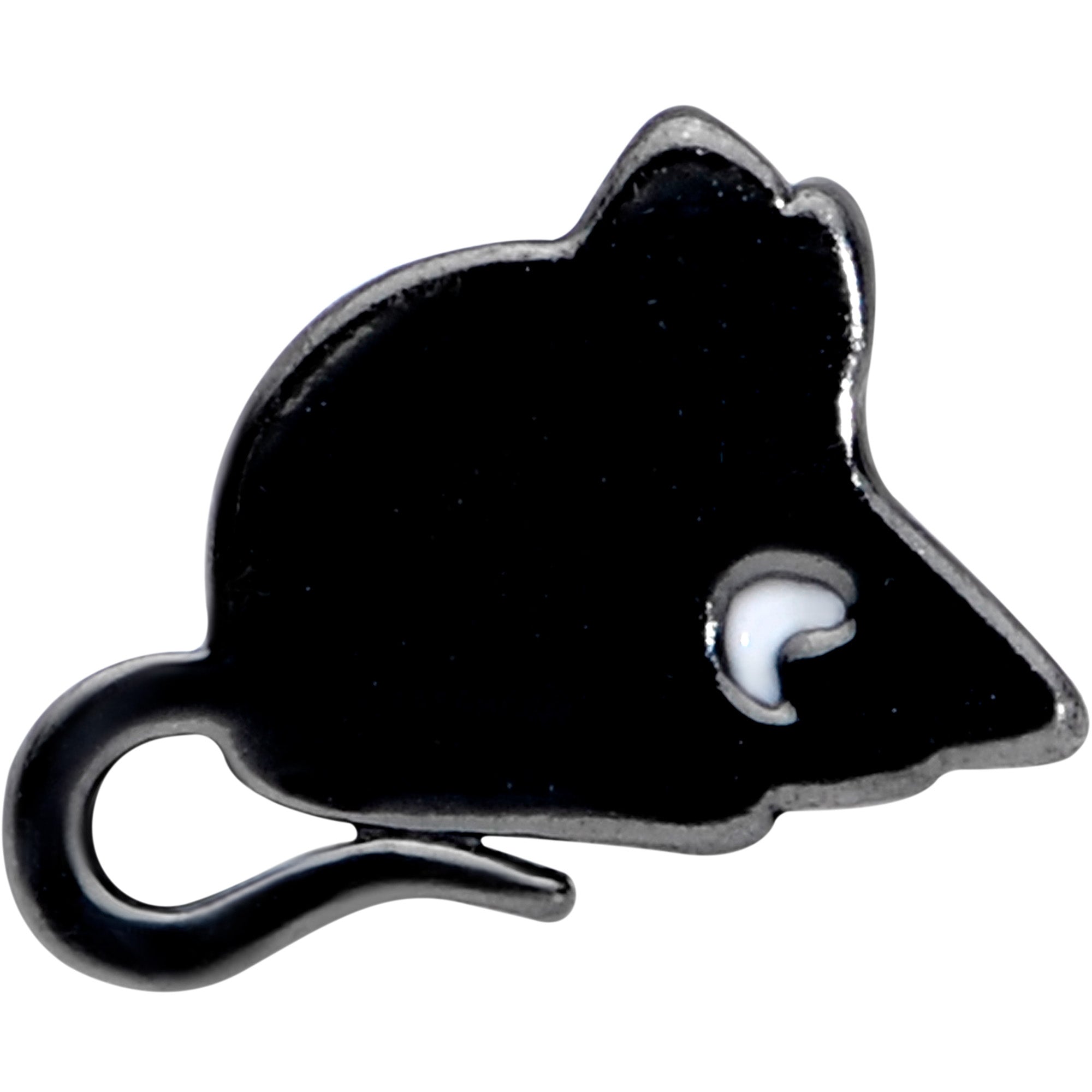 BodyCandy 16G 1/4 Black Mouse Cartilage Tragus Earring — detail close-up