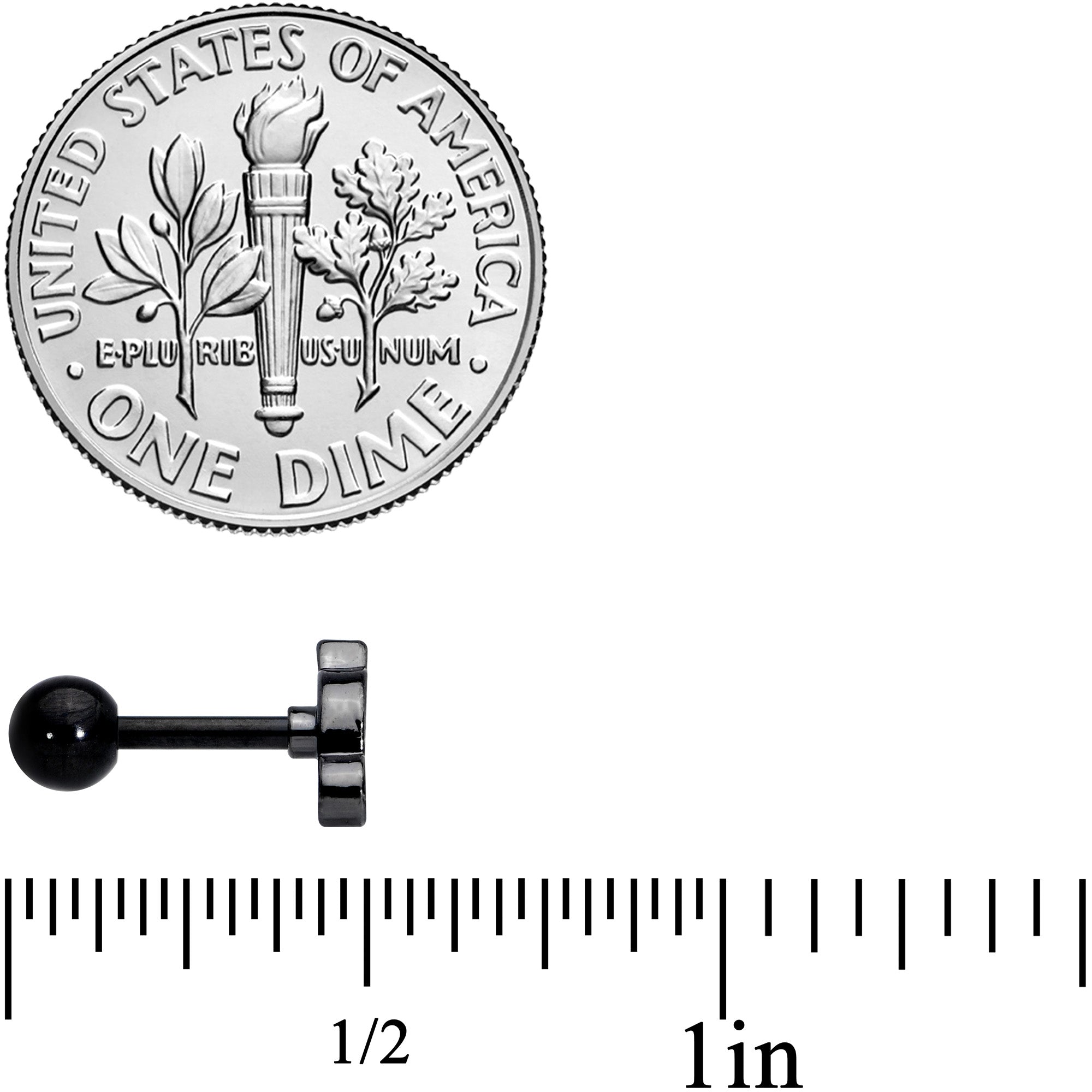 BodyCandy 16G 1/4 Black Mouse Cartilage Tragus Earring — side view