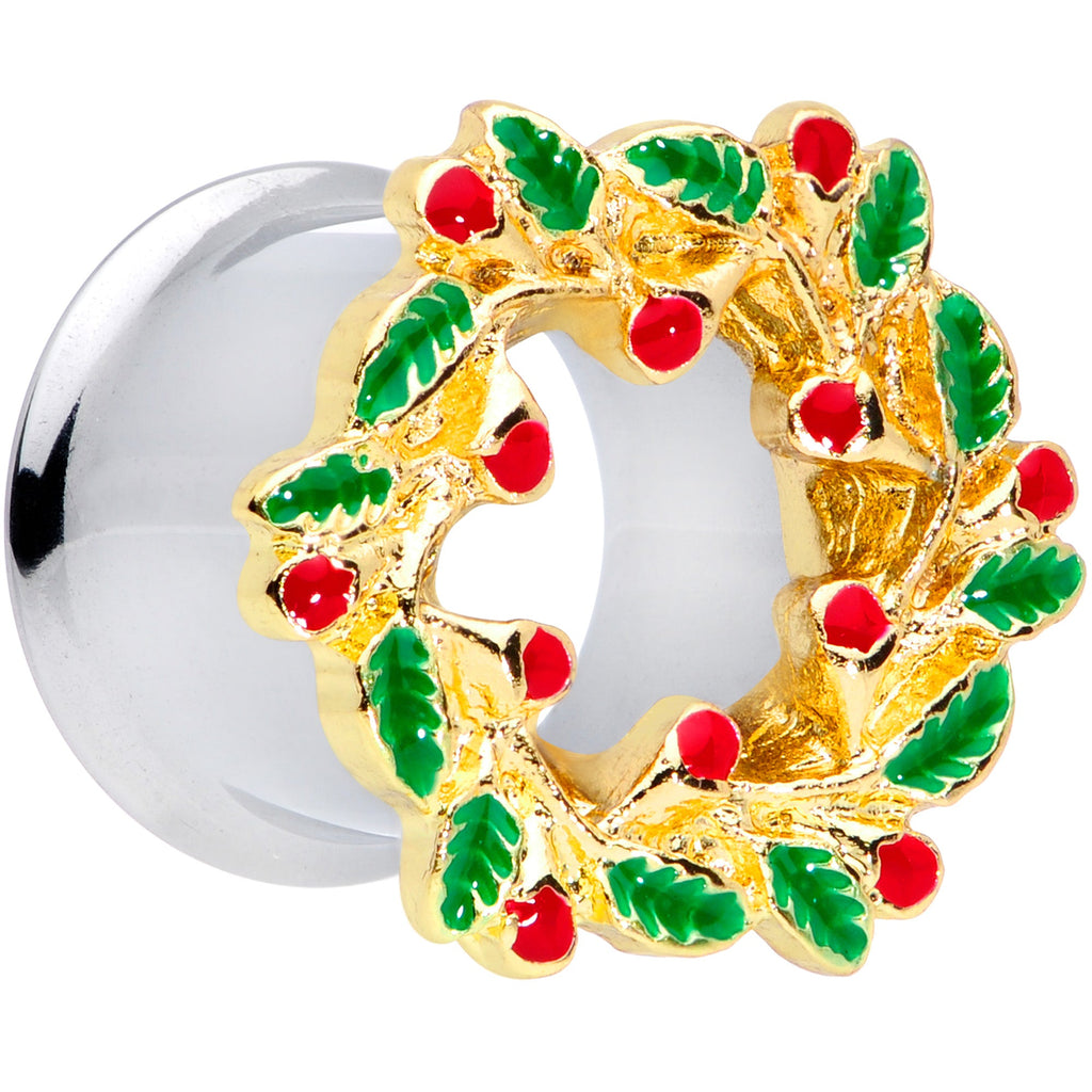 BodyCandy Happy Holiday Wreath Christmas Double Flare Plug Set 4G to 1 Inch — lifestyle context