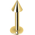 BodyCandy 14G 5/16 Solid 14K Yellow Gold Spike Labret — main product shot
