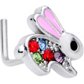 BodyCandy 20G 7mm Red Gem Bunny Rabbit L Shaped Nose Ring — main product shot