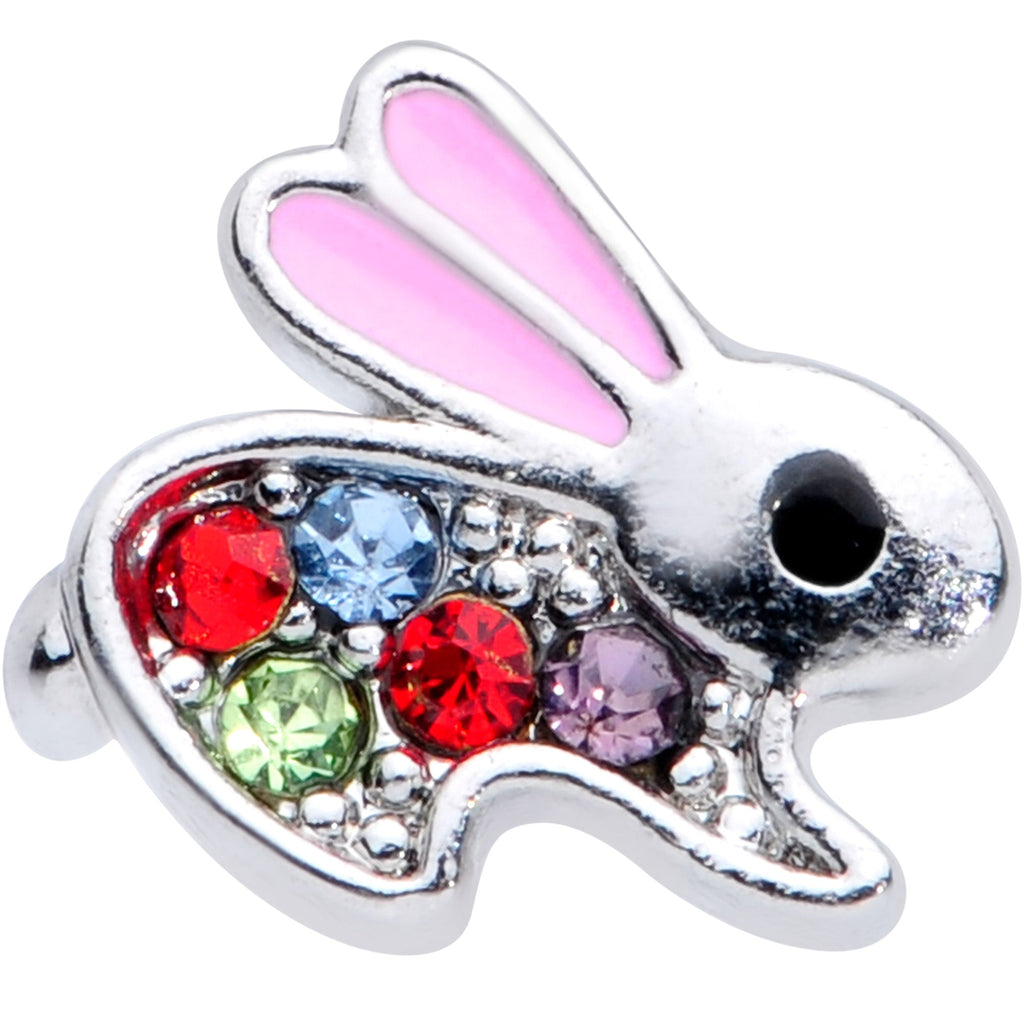 BodyCandy 20G 7mm Red Gem Bunny Rabbit L Shaped Nose Ring — detail close-up