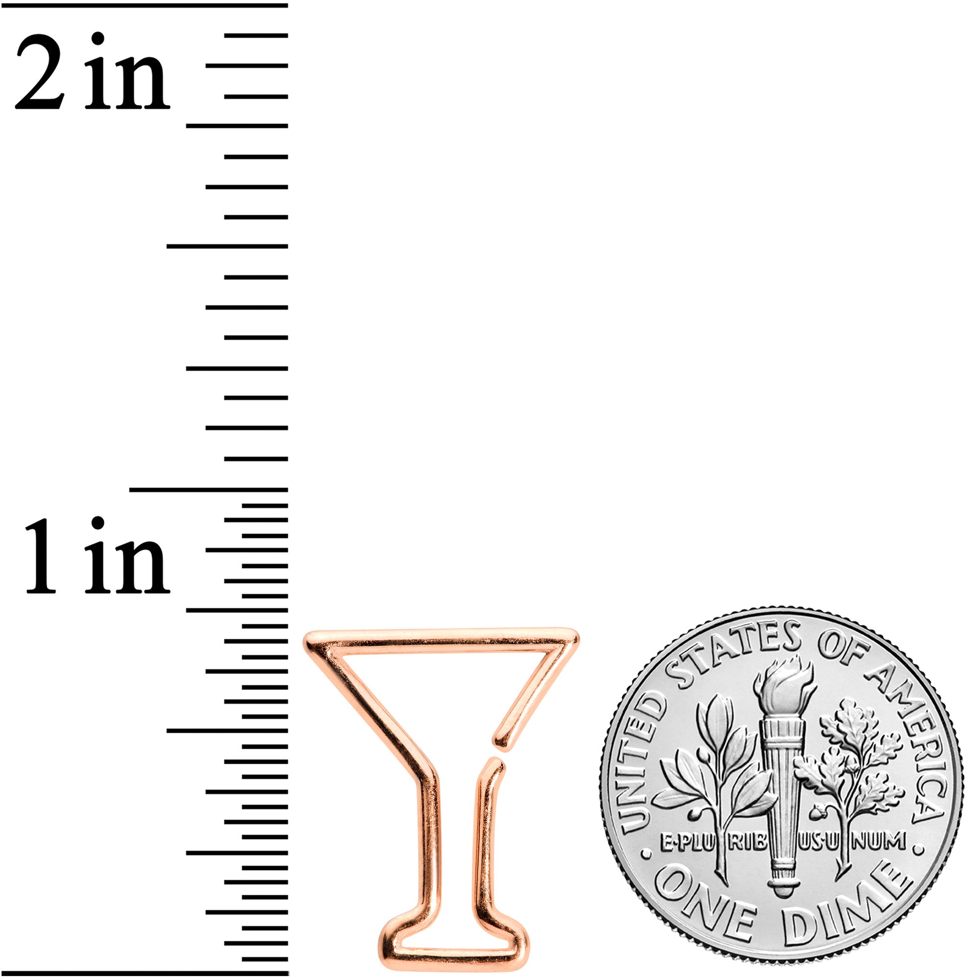 BodyCandy 16G 5/16 Rose Gold Tone Bottoms Up Wine Glass Closure Ring — detail close-up