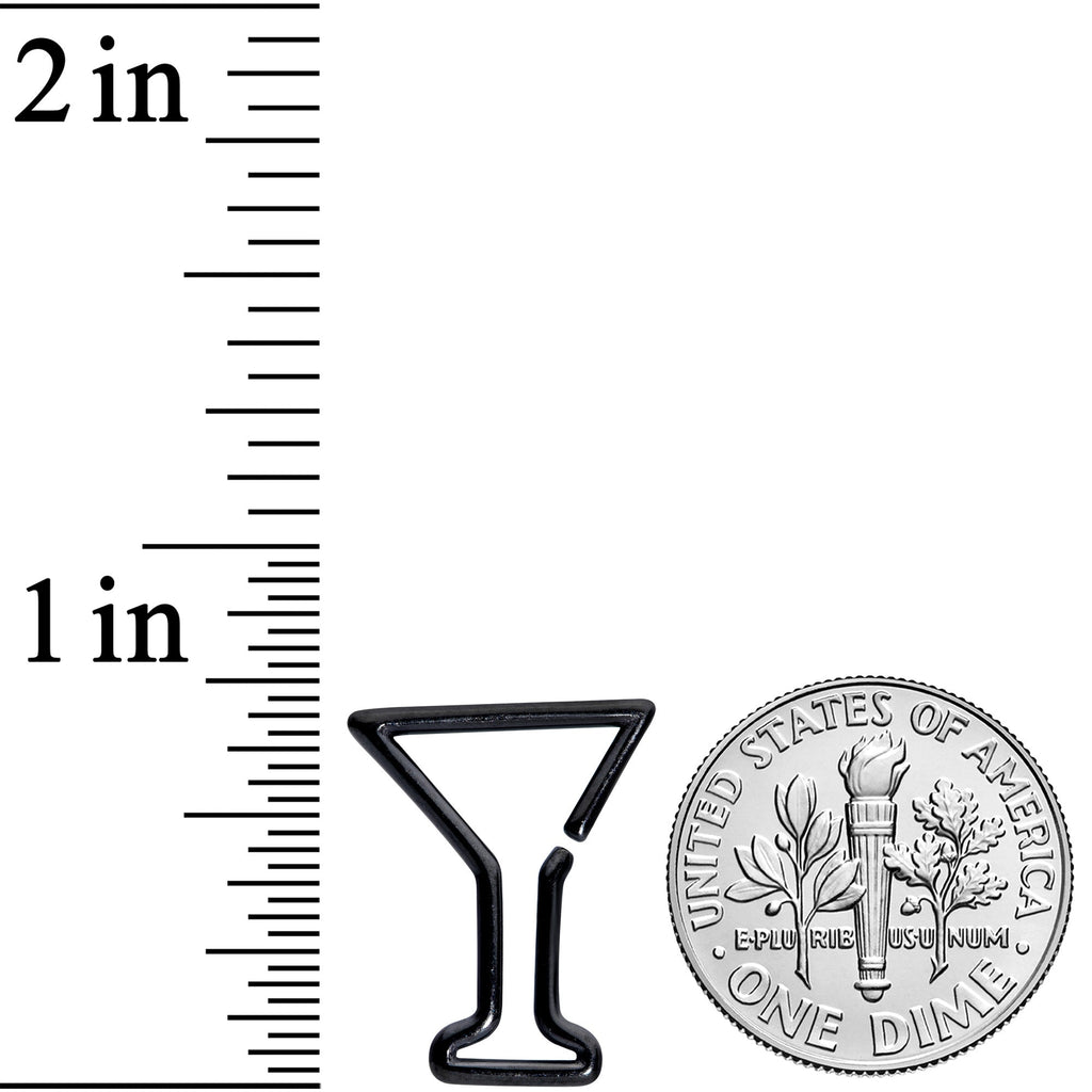 BodyCandy 16G 5/16 Black Plated Bottoms Up Wine Glass Closure Ring — detail close-up