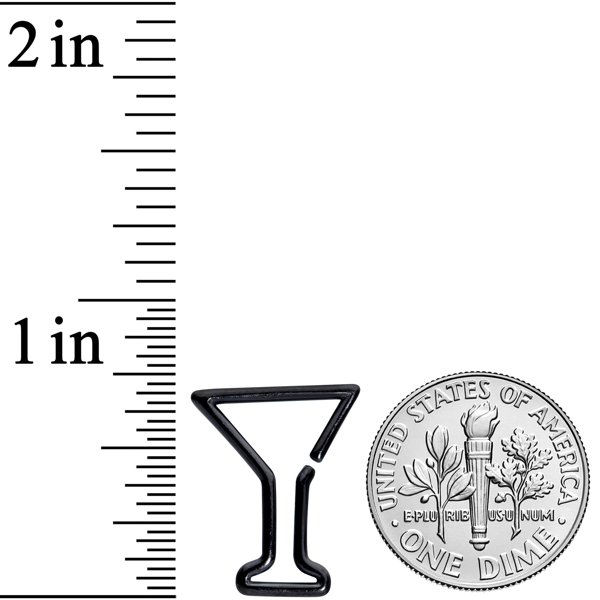 BodyCandy 16G 5/16 Black Plated Bottoms Up Wine Glass Closure Ring — detail close-up