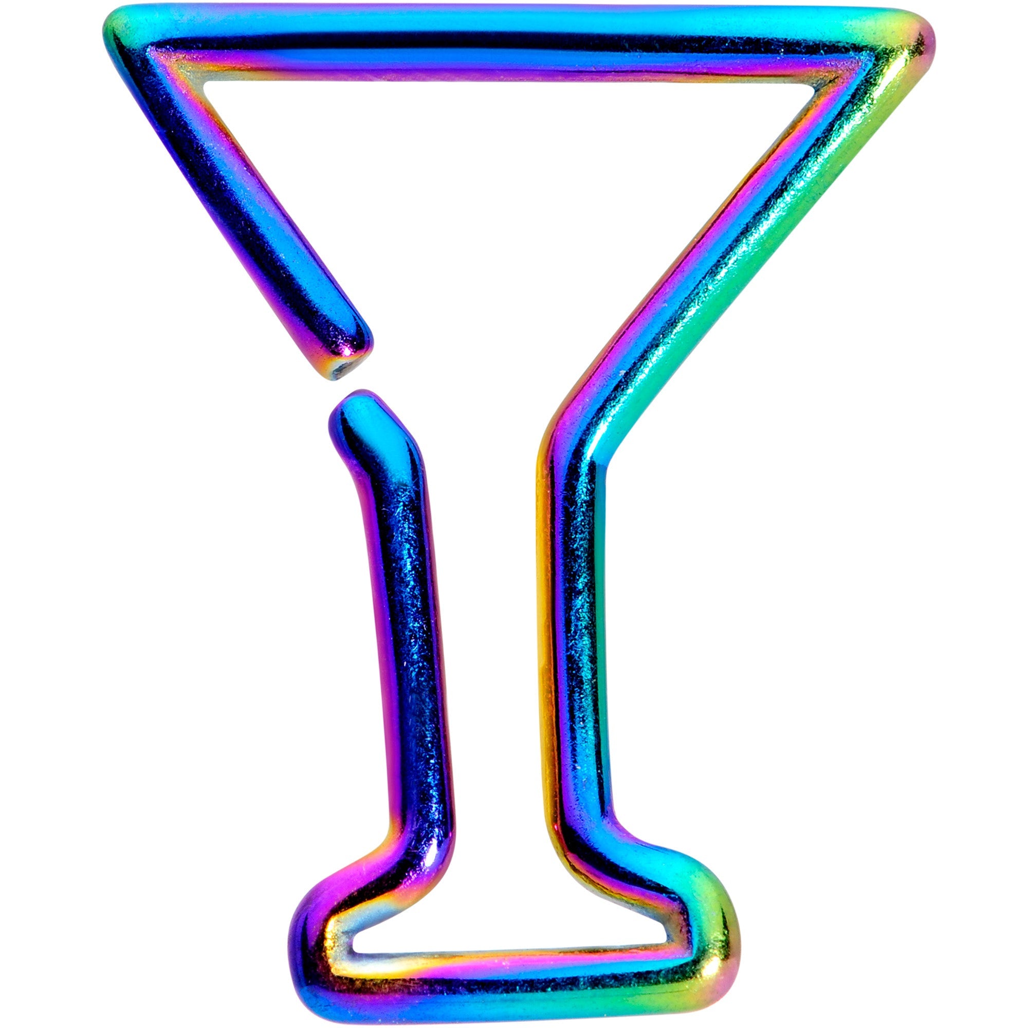 BodyCandy 16G 5/16 Rainbow Plated Bottoms Up Wine Glass Closure Ring — main product shot