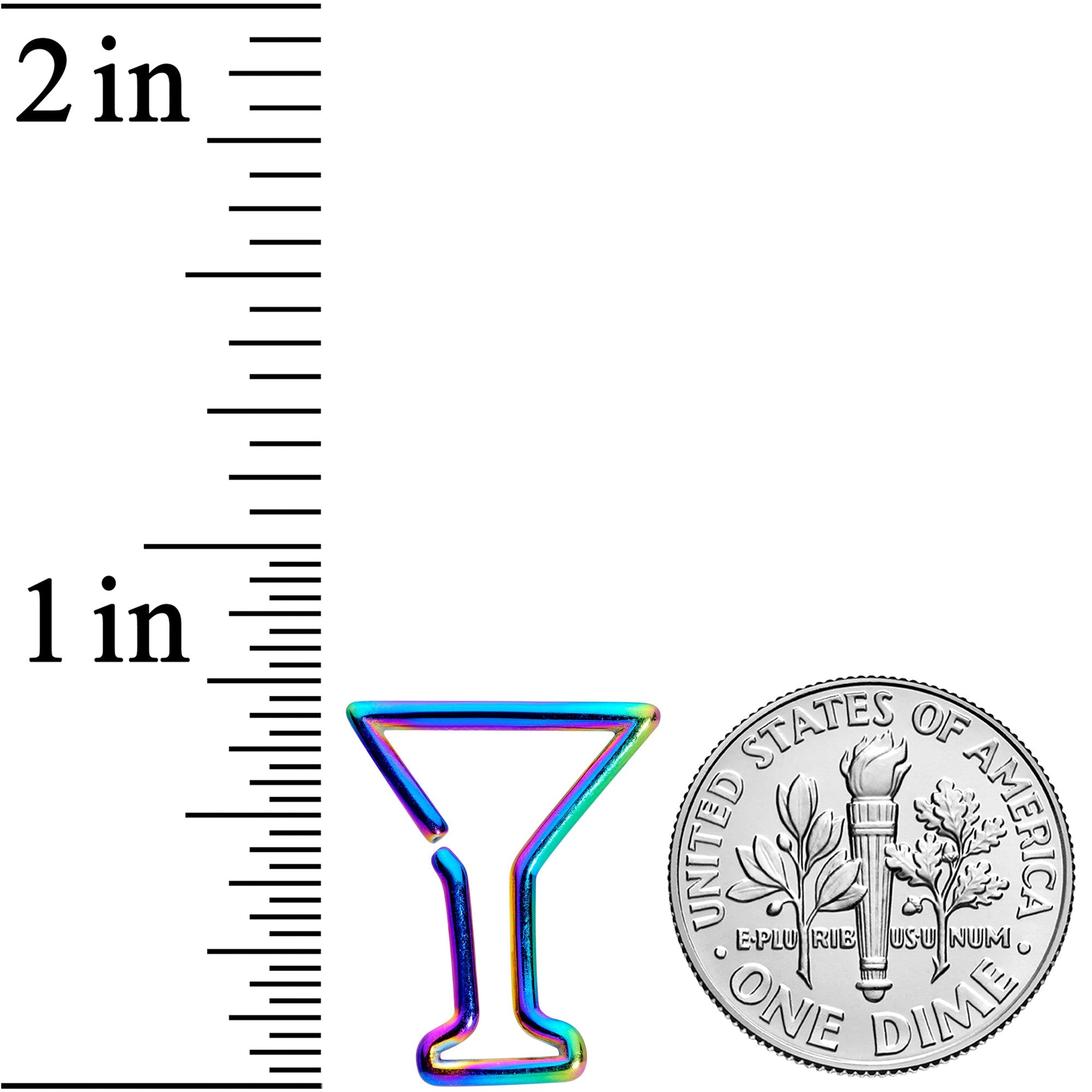BodyCandy 16G 5/16 Rainbow Plated Bottoms Up Wine Glass Closure Ring — detail close-up