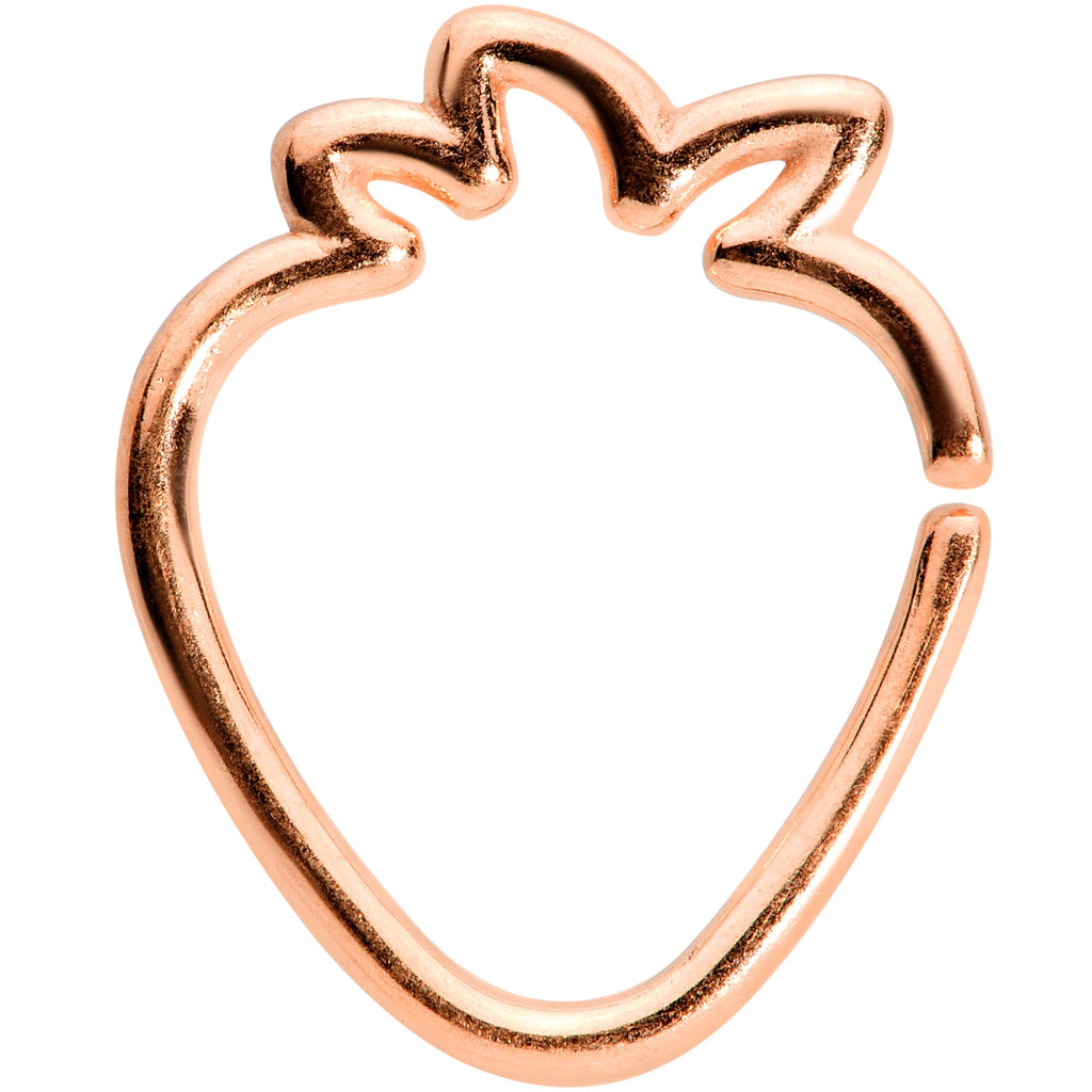 BodyCandy 16G 5/16 Rose Gold Tone Fruit Strawberry Closure Ring — main product shot