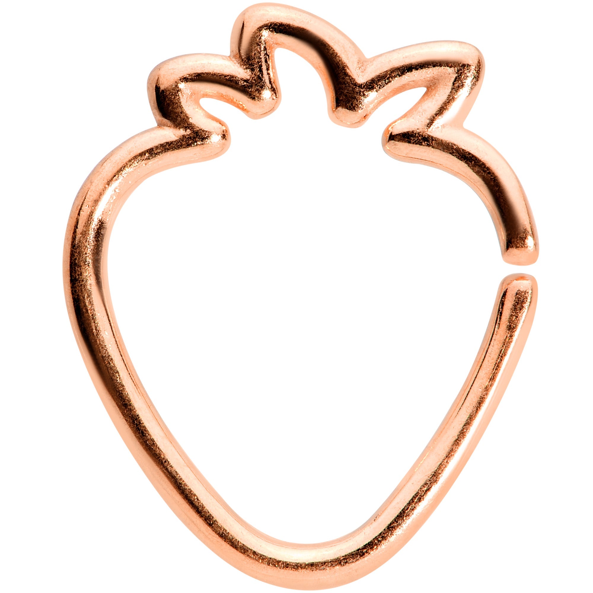 BodyCandy 16G 5/16 Rose Gold Tone Fruit Strawberry Closure Ring — main product shot