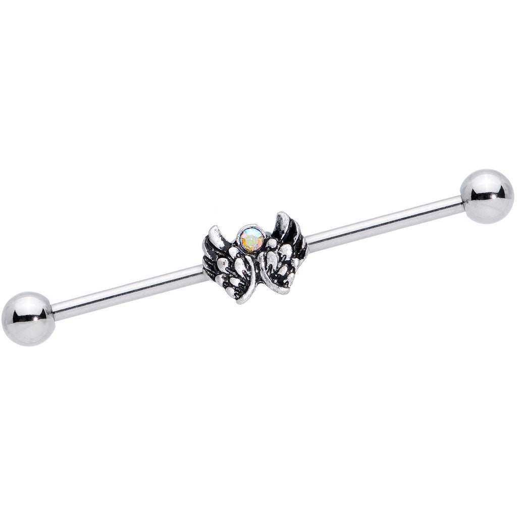 BodyCandy 14G Aurora Gem Angel Wings Christmas Industrial Barbell 38mm — main product shot