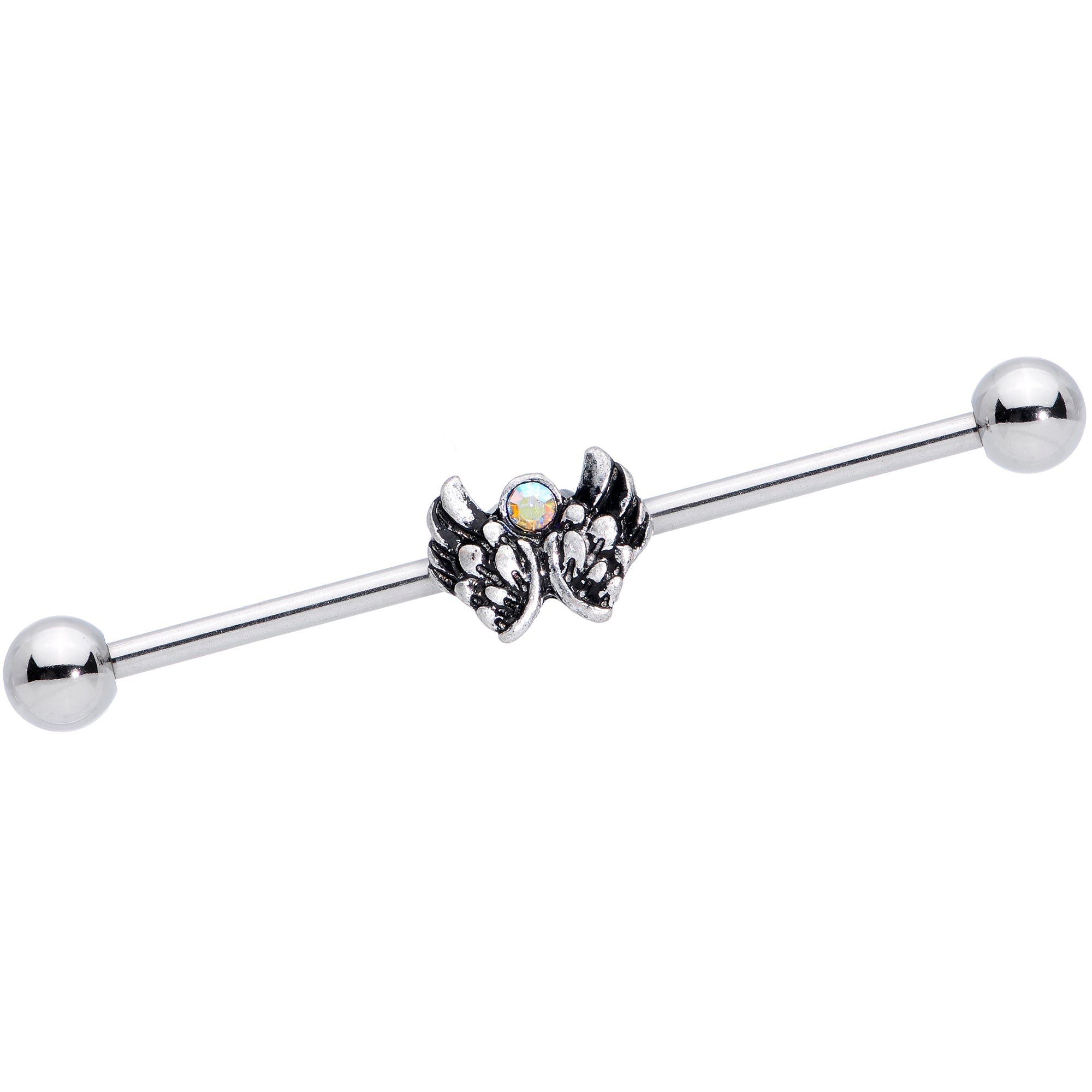 BodyCandy 14G Aurora Gem Angel Wings Christmas Industrial Barbell 38mm — main product shot