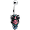 BodyCandy Black Gem Pink Orb Owl Belly Ring — main product shot