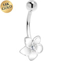 BodyCandy 16G Solid 14K White Gold Cubic Zirconia FLOWER Belly Ring — main product shot