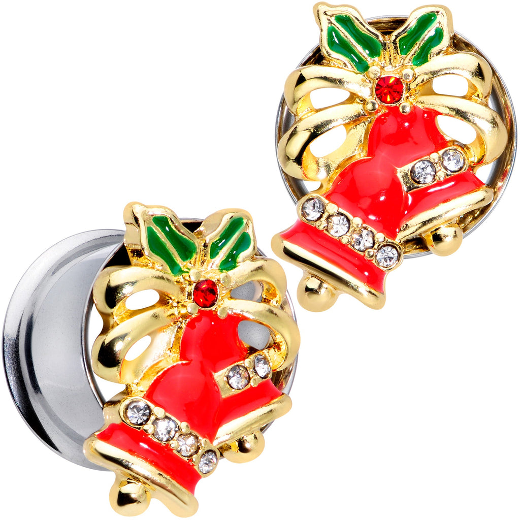 BodyCandy Clear Gem Holiday Bells Christmas Double Flare Plug Set — comparison shot