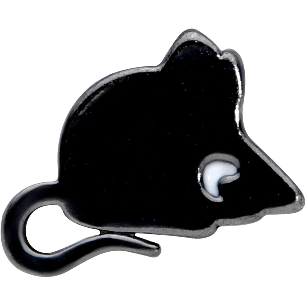 BodyCandy 16G 5/16 Black Mouse Labret Monroe Tragus — detail close-up