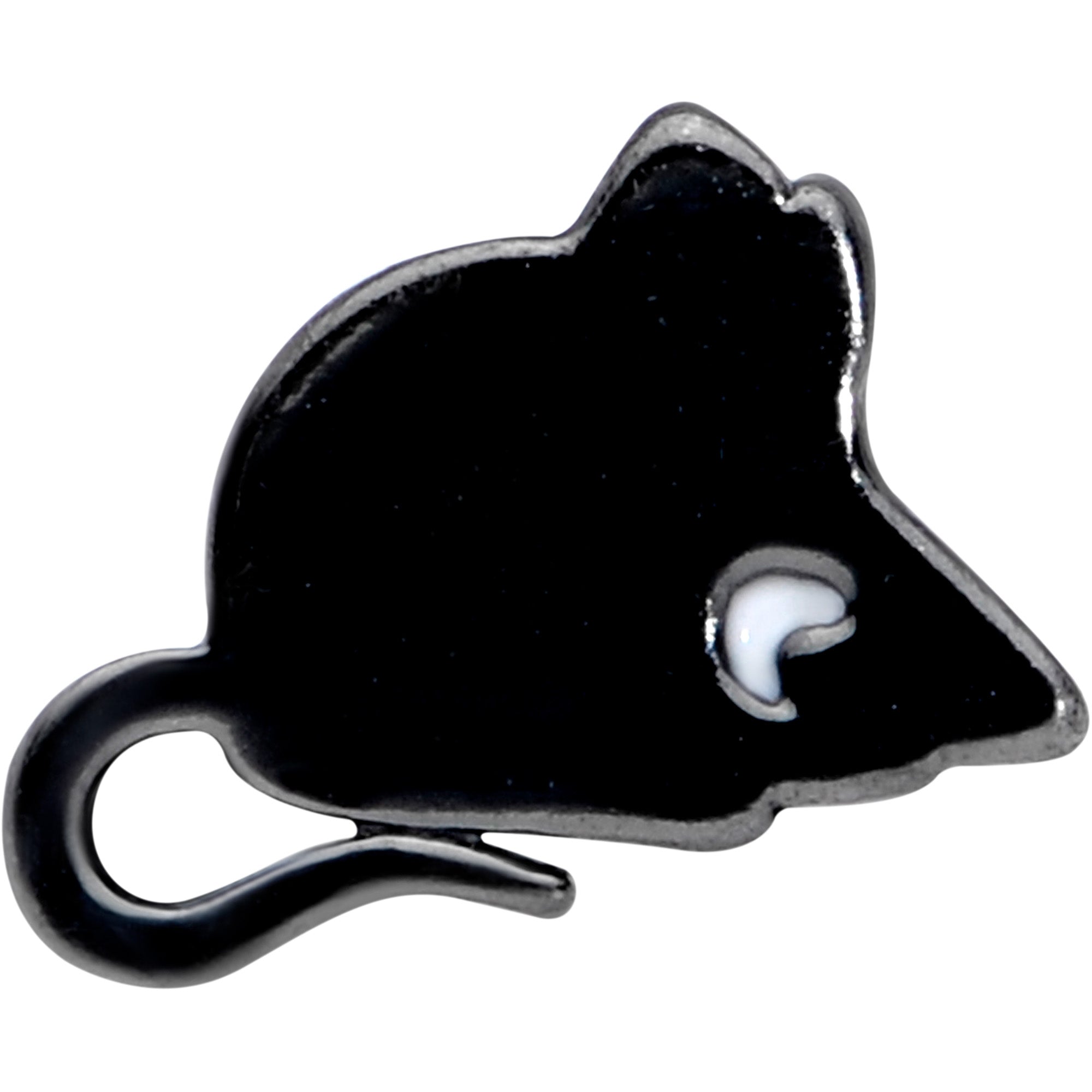 BodyCandy 16G 5/16 Black Mouse Labret Monroe Tragus — detail close-up