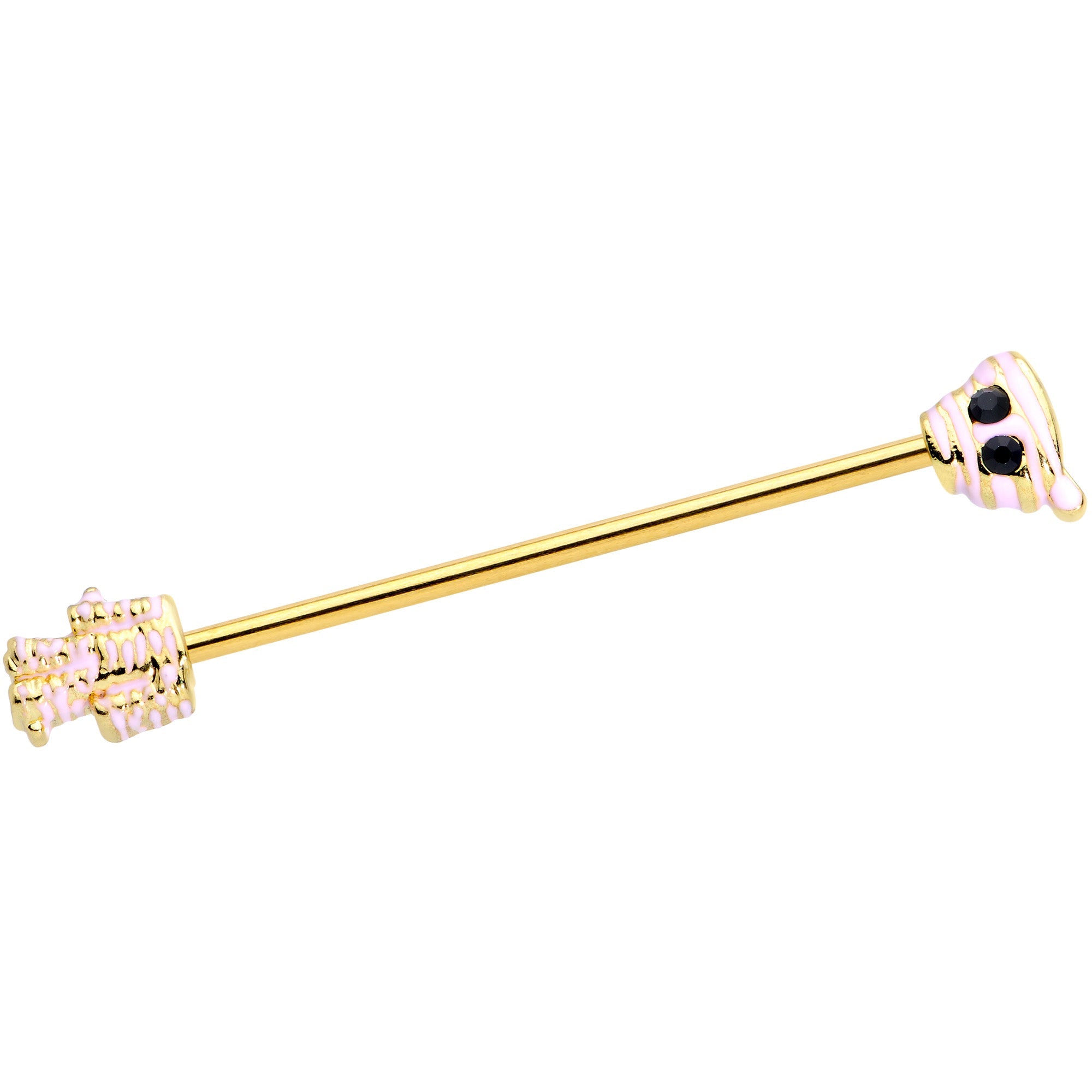 BodyCandy 14G Black Gem Gold Tone Mummy Halloween Industrial Barbell 38mm — main product shot