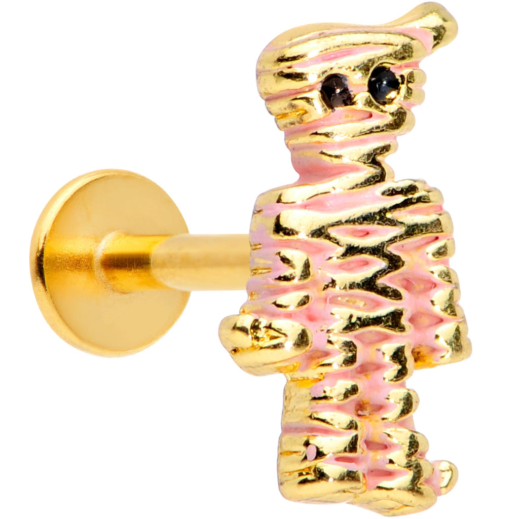 BodyCandy 16G 5/16 Gold Tone Mummy Halloween Labret Monroe Tragus — main product shot