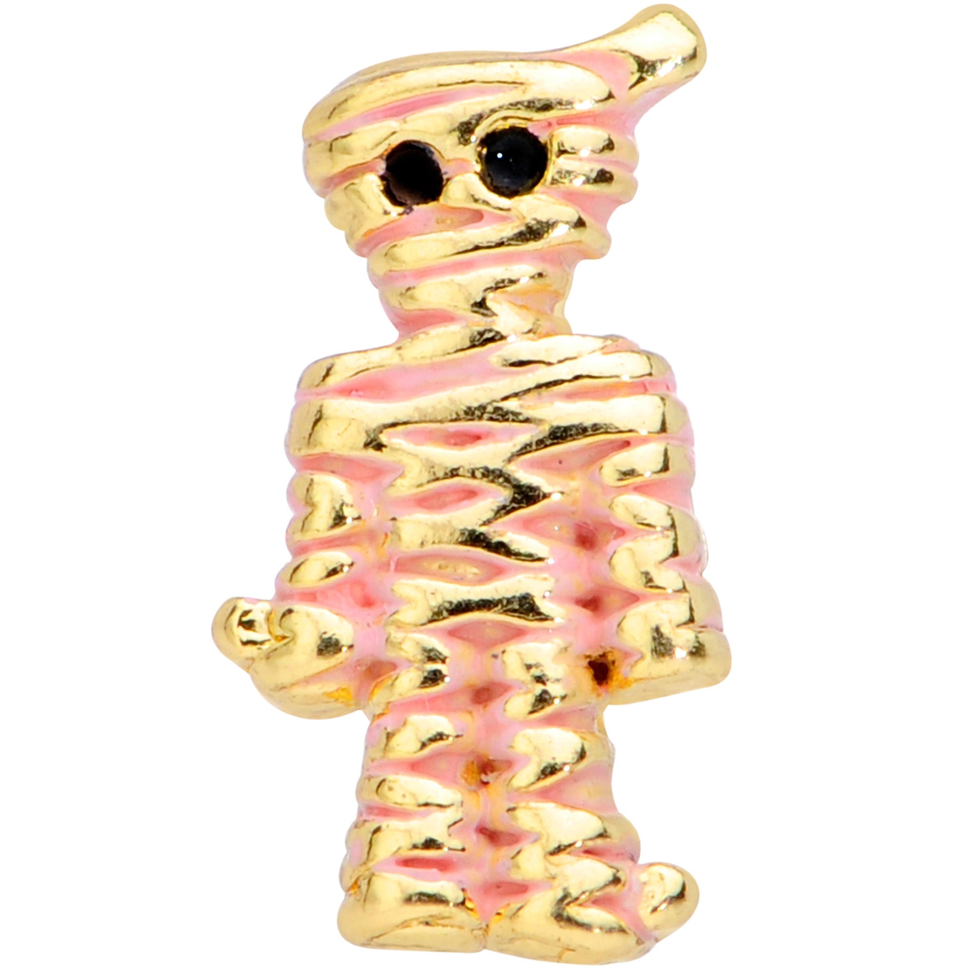 BodyCandy 16G 5/16 Gold Tone Mummy Halloween Labret Monroe Tragus — detail close-up