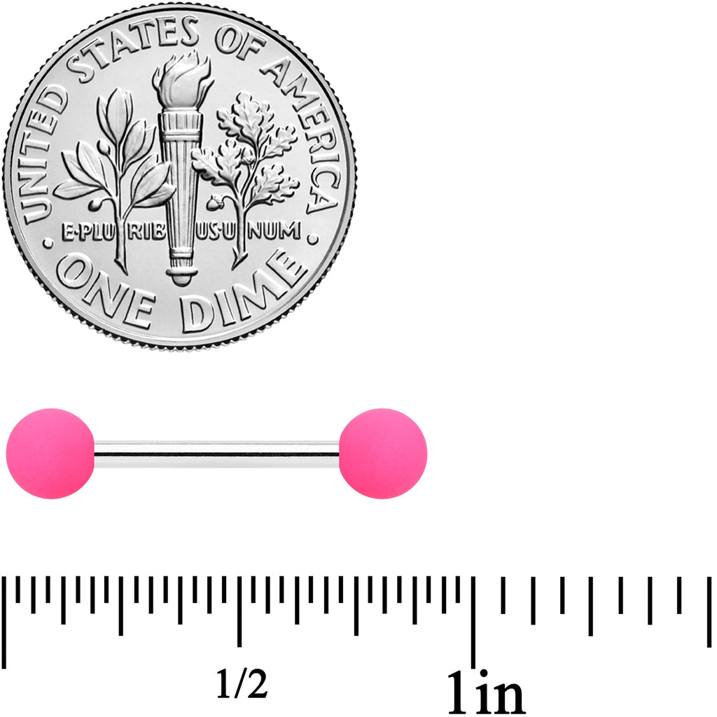 BodyCandy 14G 9/16 Hot Pink Grey Matte Barbell Nipple Ring Set of 4 — back view