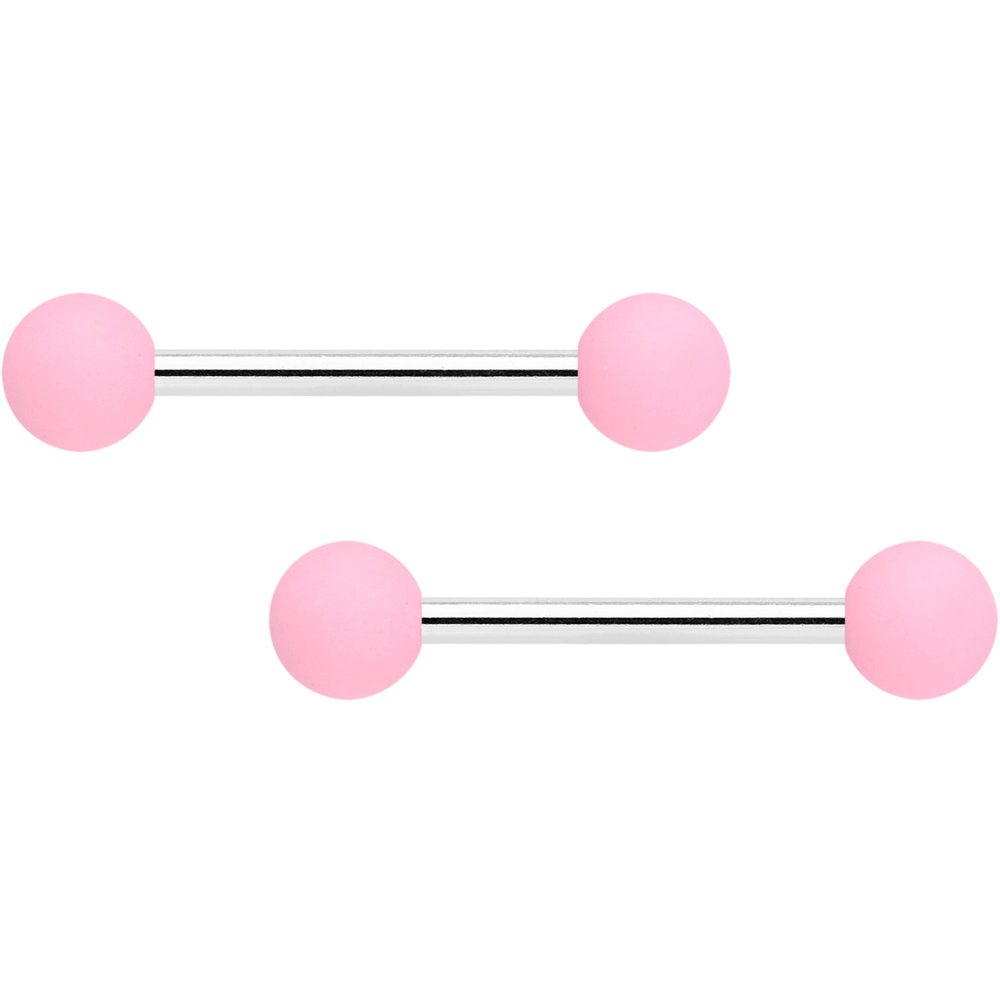 BodyCandy 14G 9/16 Petal Pink Matte Barbell Nipple Ring Set — main product shot