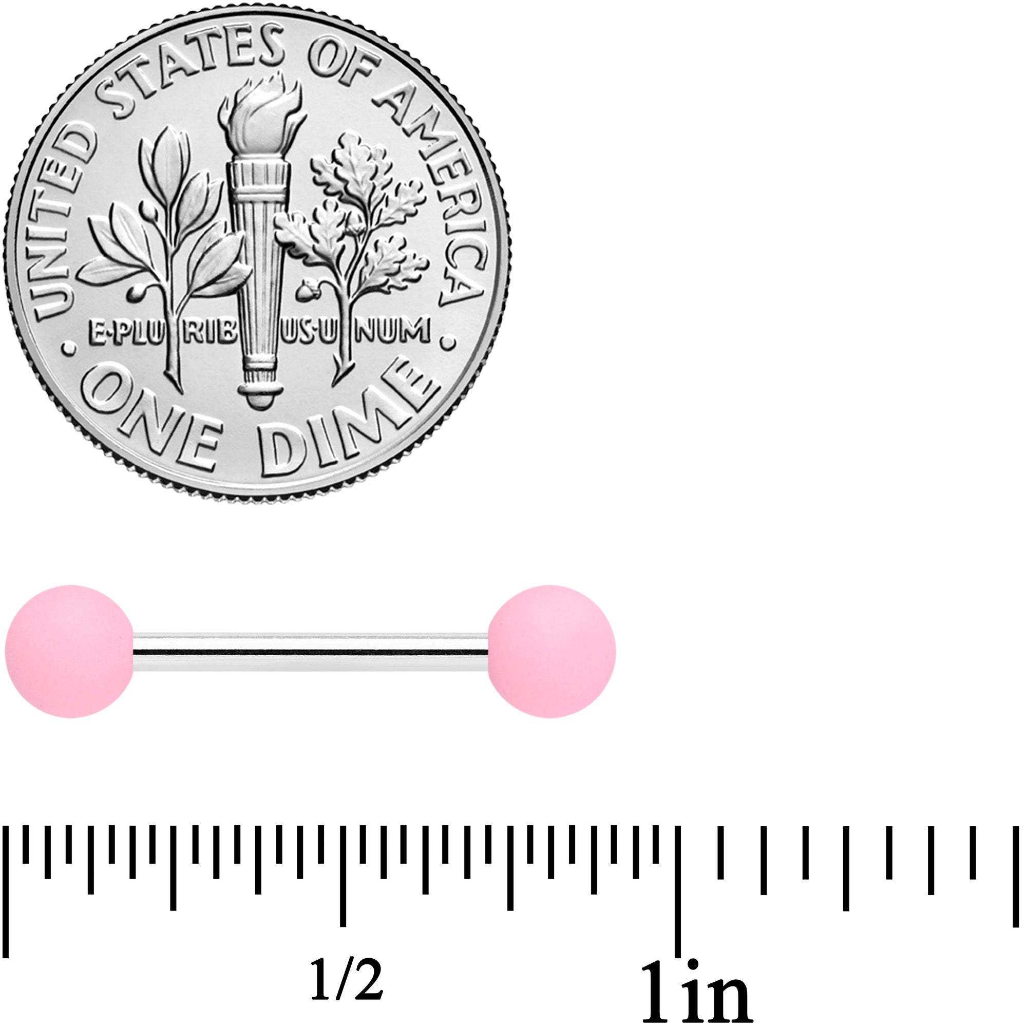 BodyCandy 14G 9/16 Petal Pink Matte Barbell Nipple Ring Set — detail close-up