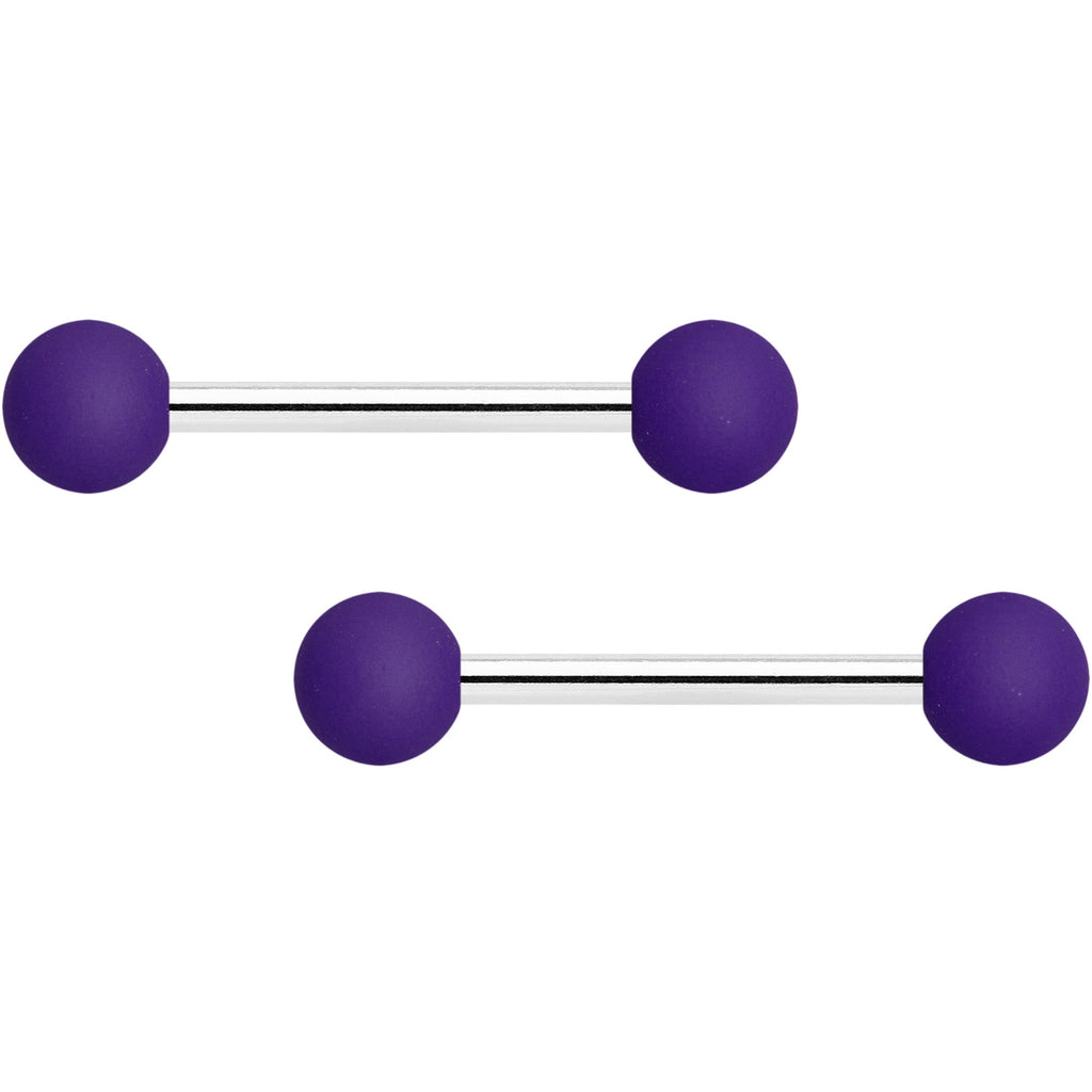BodyCandy 14G 9/16 Purple Matte Barbell Nipple Ring Set — main product shot