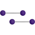 BodyCandy 14G 9/16 Purple Matte Barbell Nipple Ring Set — main product shot