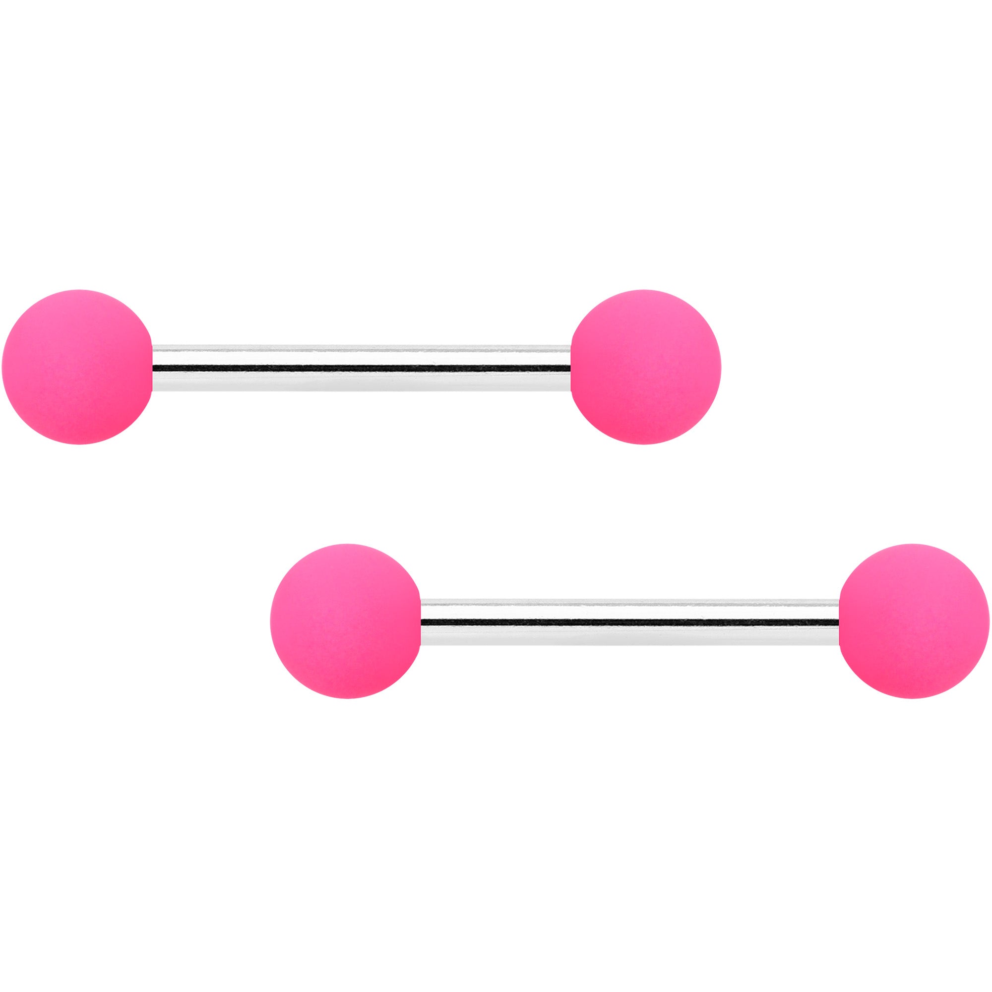 BodyCandy 14G 9/16 Hot Pink Matte Barbell Nipple Ring Set — main product shot