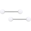 BodyCandy 14G 9/16 White Matte Barbell Nipple Ring Set — main product shot