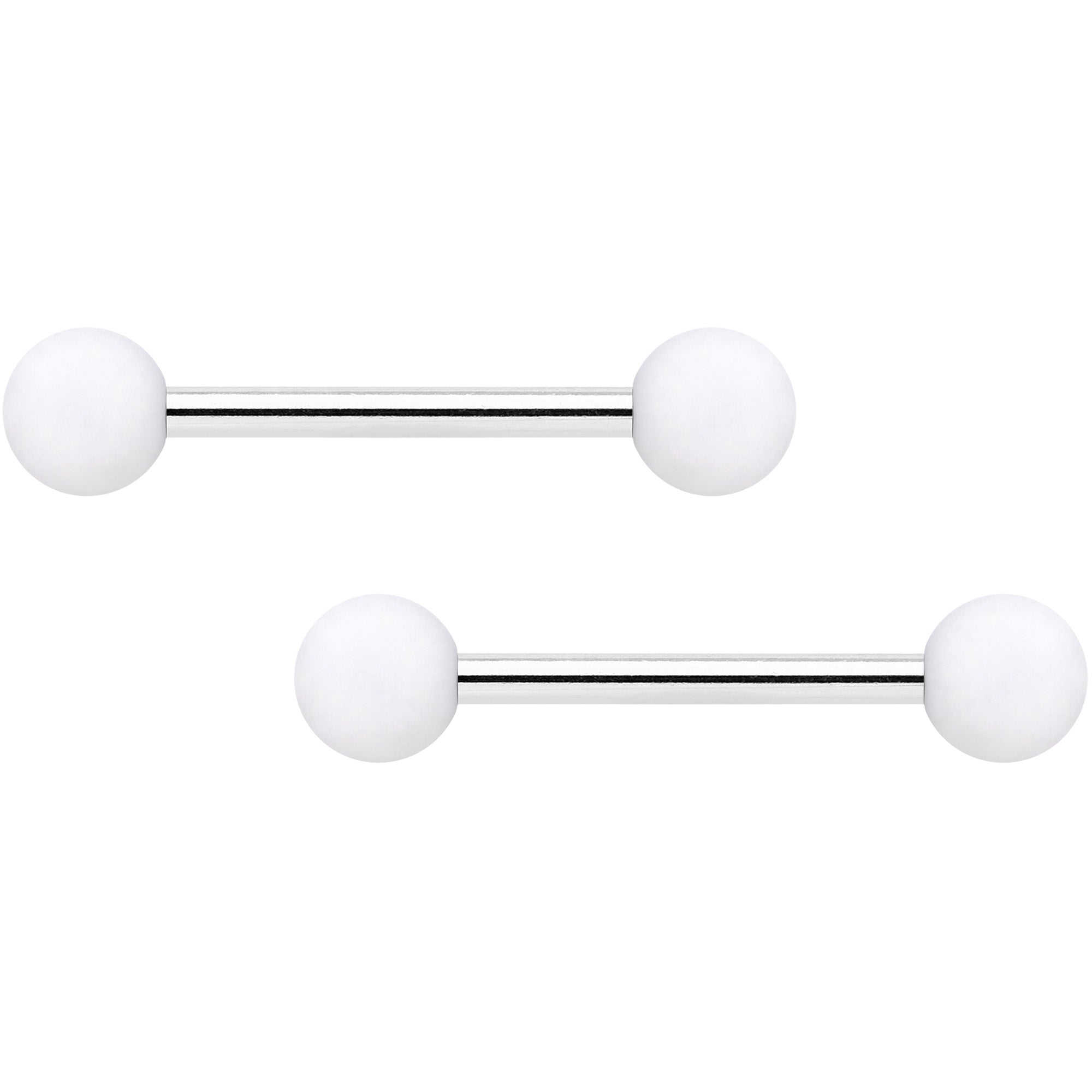 BodyCandy 14G 9/16 White Matte Barbell Nipple Ring Set — main product shot