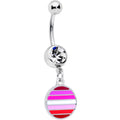 BodyCandy Clear Gem Lesbian Pride Flag Disc Dangle Belly Ring — main product shot