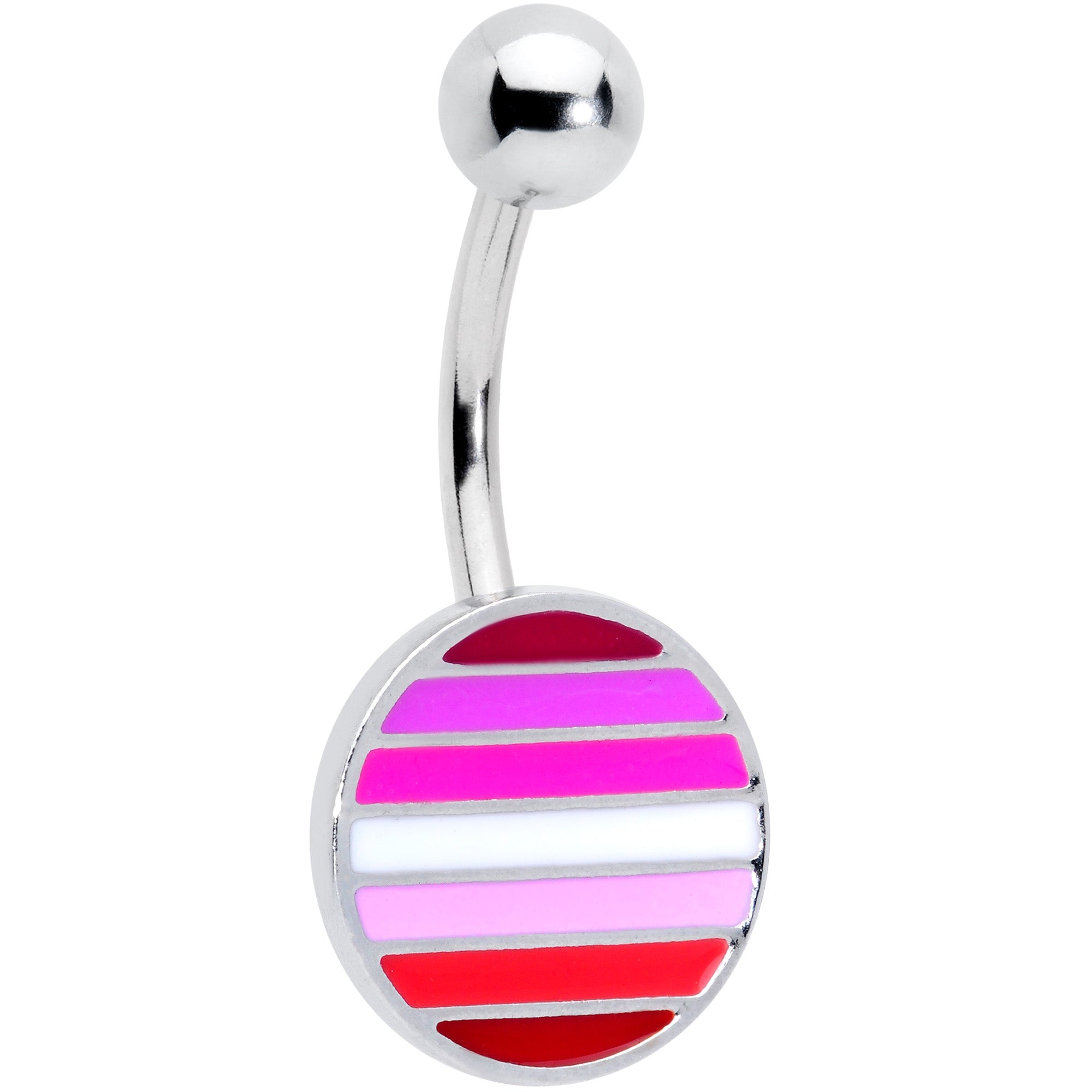 BodyCandy Pink Red White Lesbian Pride Flag Belly Ring — main product shot