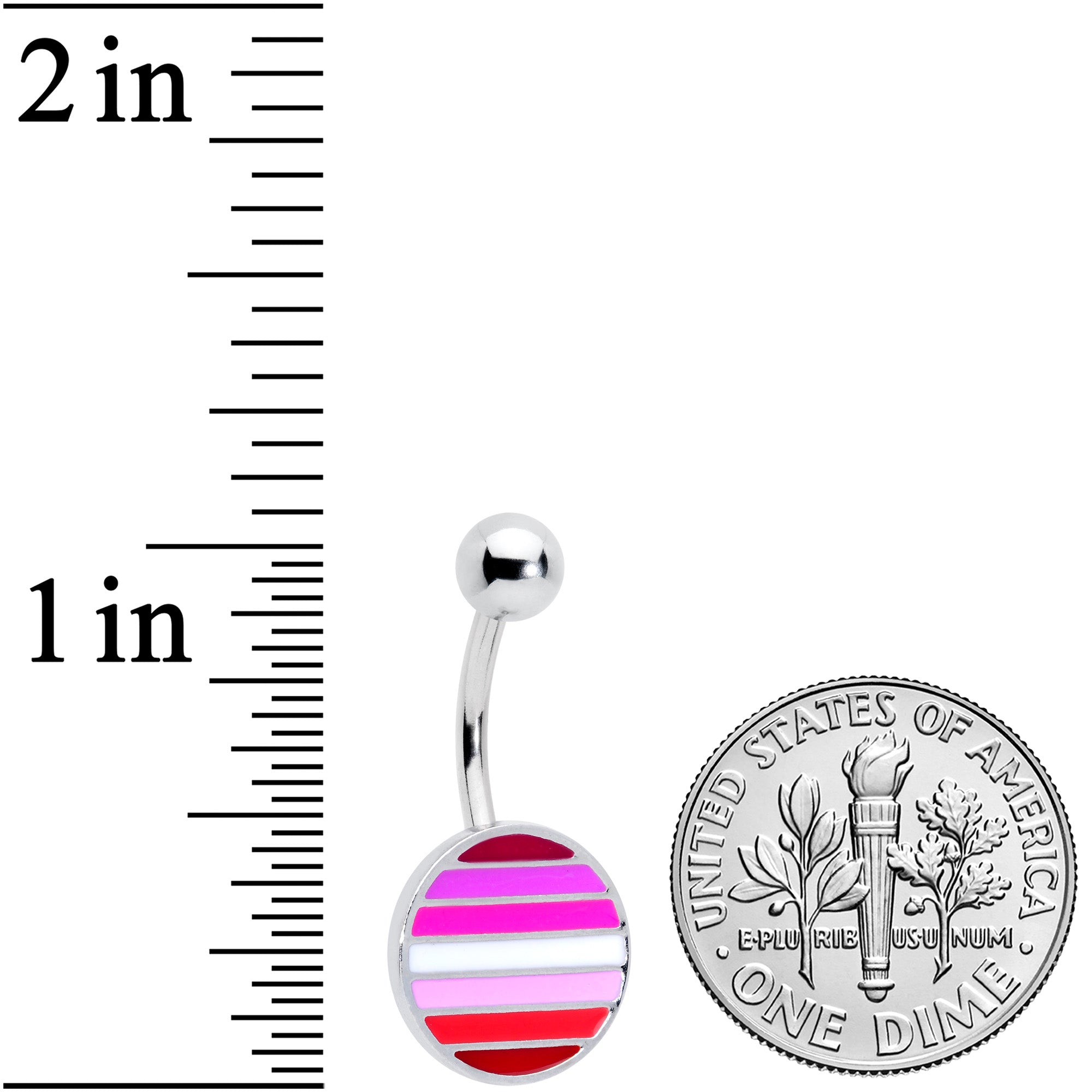 BodyCandy Pink Red White Lesbian Pride Flag Belly Ring — lifestyle context