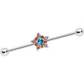 BodyCandy 14G Pink Yellow Blue Gem Showy Star Industrial Barbell 38mm — main product shot
