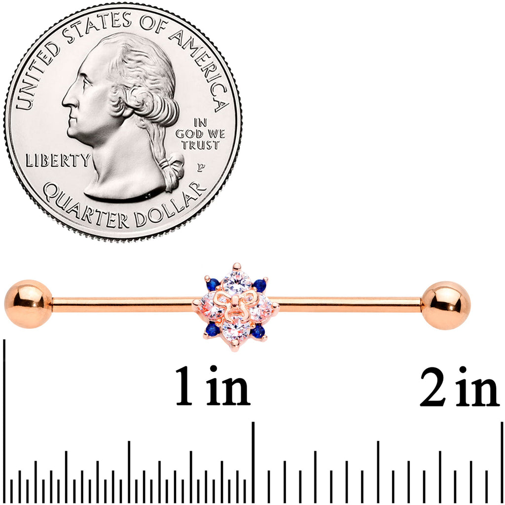 BodyCandy 14G Clear CZ Gem Rose Gold Tone Bow Star Industrial Barbell 38mm — lifestyle context