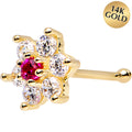 BodyCandy Solid 14K Yellow GOLD Fuchsia CZ FLOWER Nose Stud — main product shot