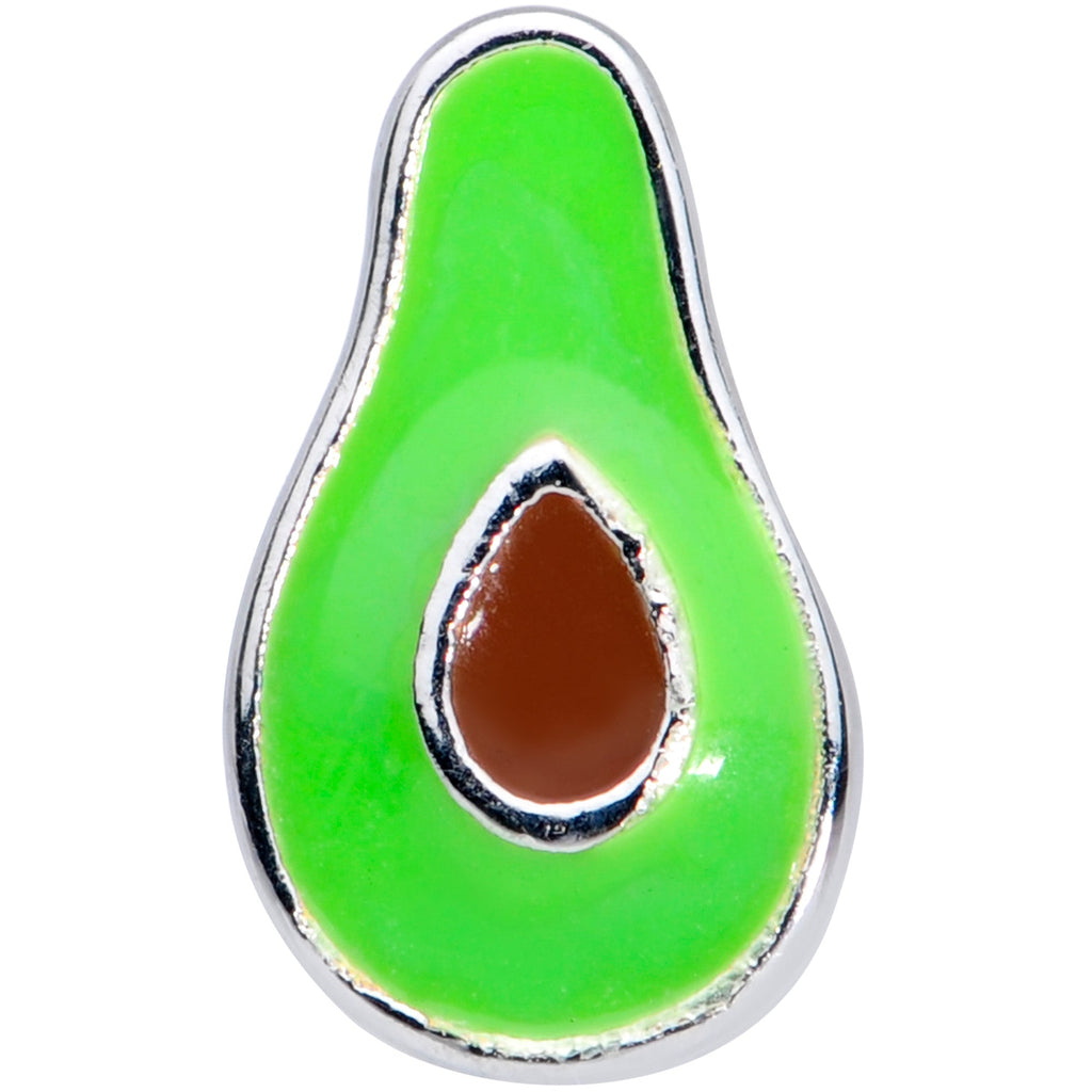 BodyCandy 16G 1/4 Groovy Green Avocado Fruit Cartilage Tragus Earring — detail close-up