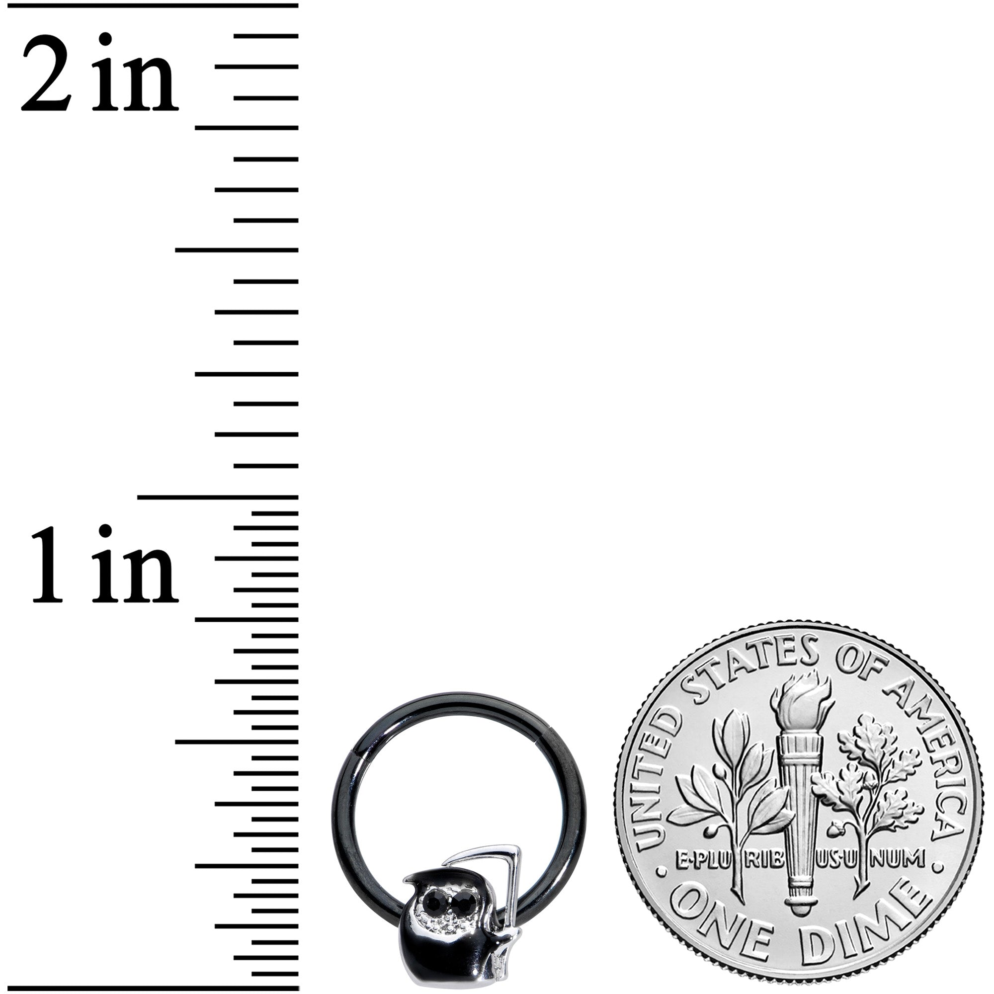 BodyCandy 16G 3/8 Black Gem Grim Reaper Halloween Hinged Segment Ring — lifestyle context