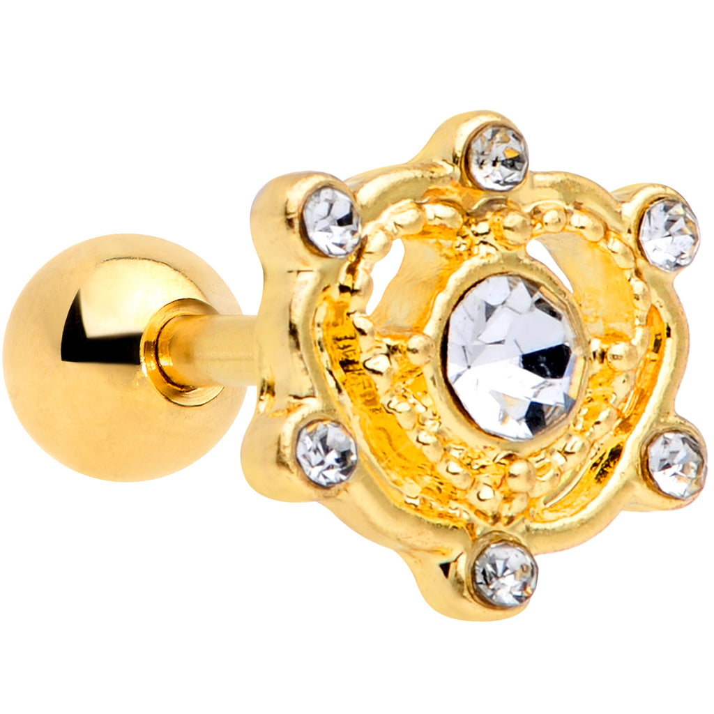 BodyCandy 16G 1/4 Clear Gem Gold Tone Open Heart Cartilage Tragus Earring — main product shot