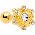 BodyCandy 16G 1/4 Clear Gem Gold Tone Open Heart Cartilage Tragus Earring — main product shot