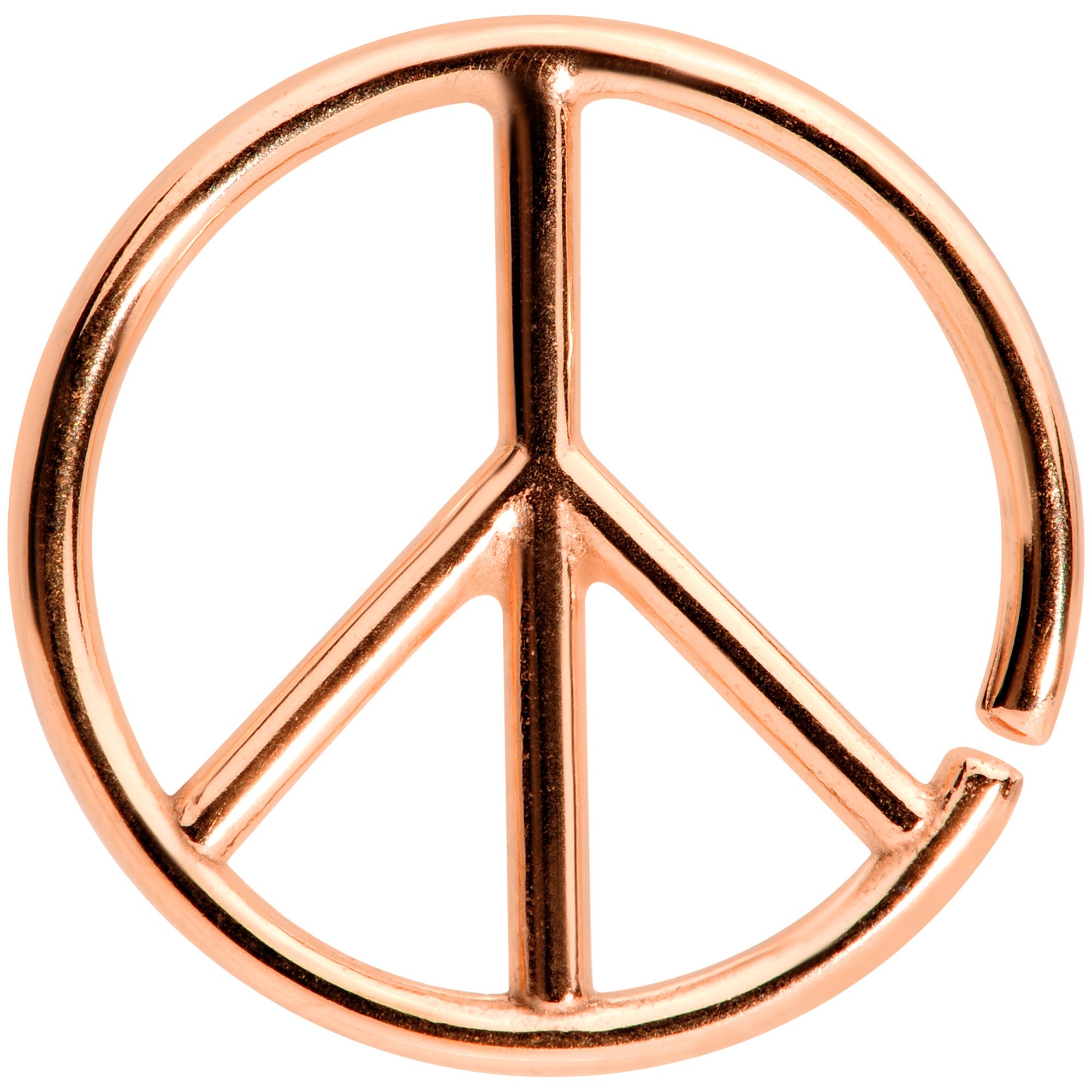 BodyCandy 16G 1/4 Rose Gold Tone Retro Peace Sign Closure Ring — main product shot