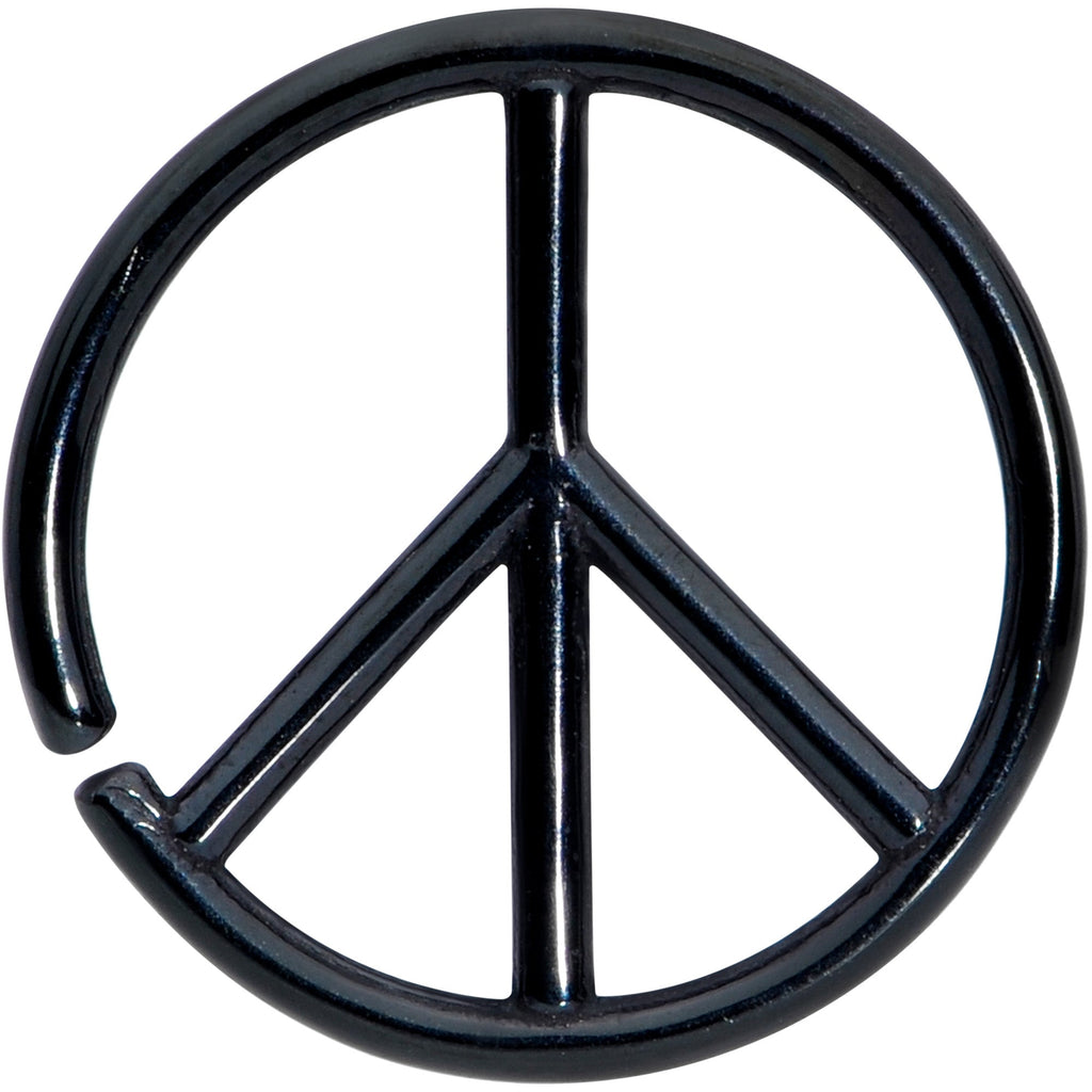 BodyCandy 16G 1/4 Black Retro Peace Sign Closure Ring — main product shot