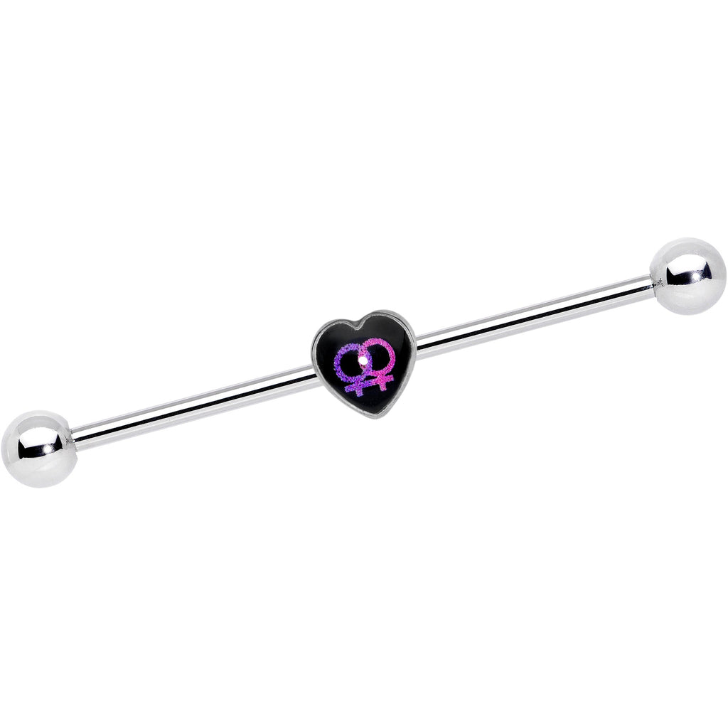 BodyCandy 14G Lesbian Love Heart Industrial Barbell 38mm — main product shot