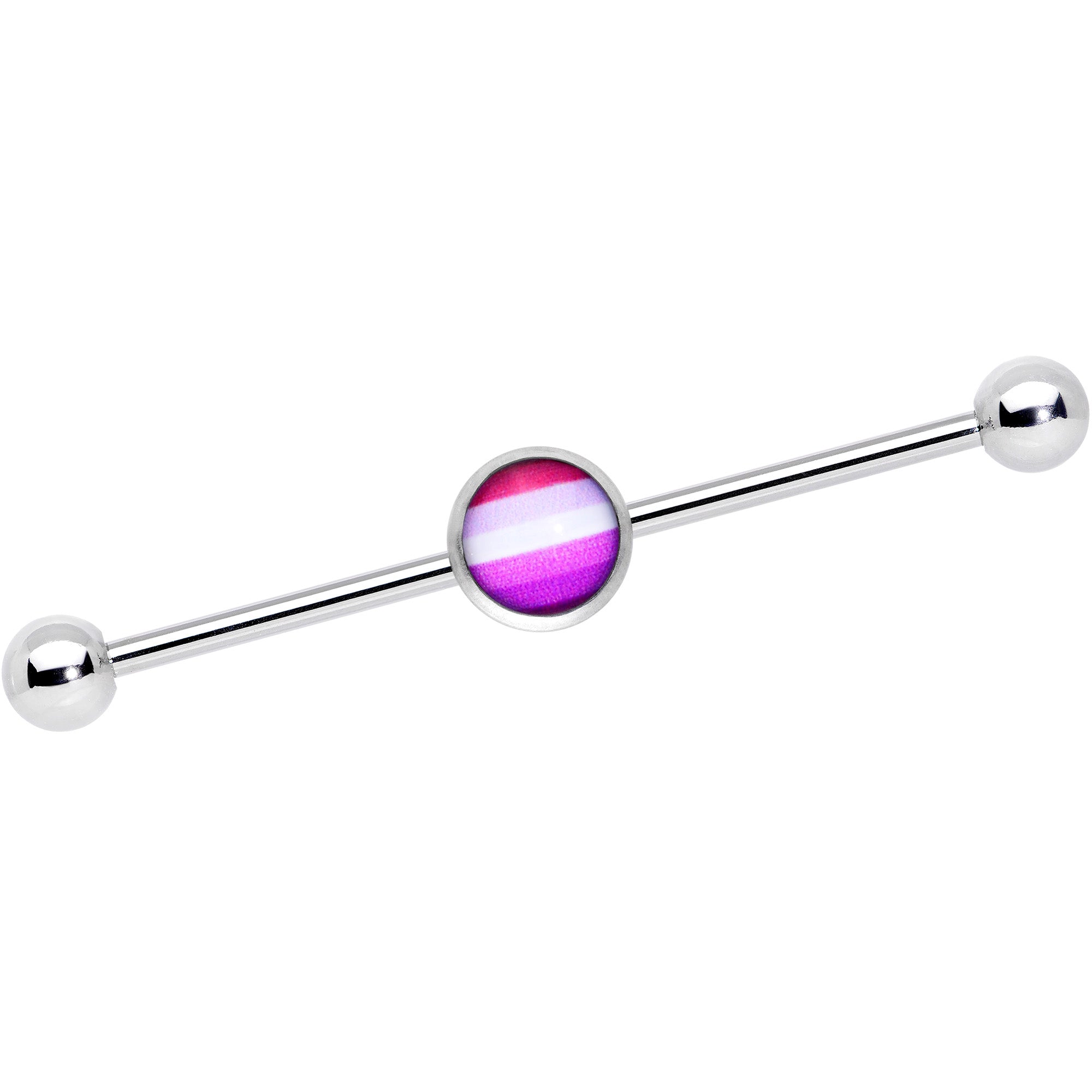 BodyCandy 14G Pink Red White Lesbian Pride Flag Industrial Barbell 38mm — main product shot