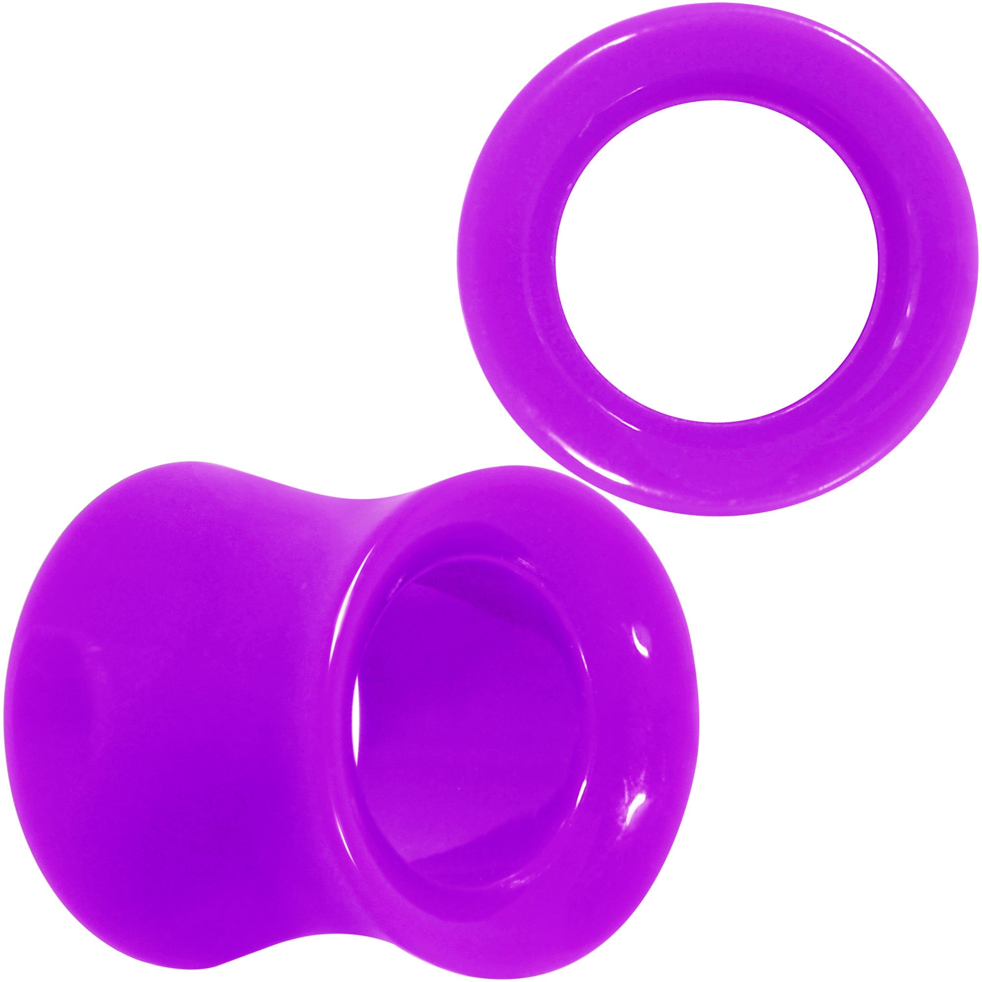 BodyCandy Purple Acrylic UV Saddle Tunnel Plug Set 12mm to 26mm — detail close-up
