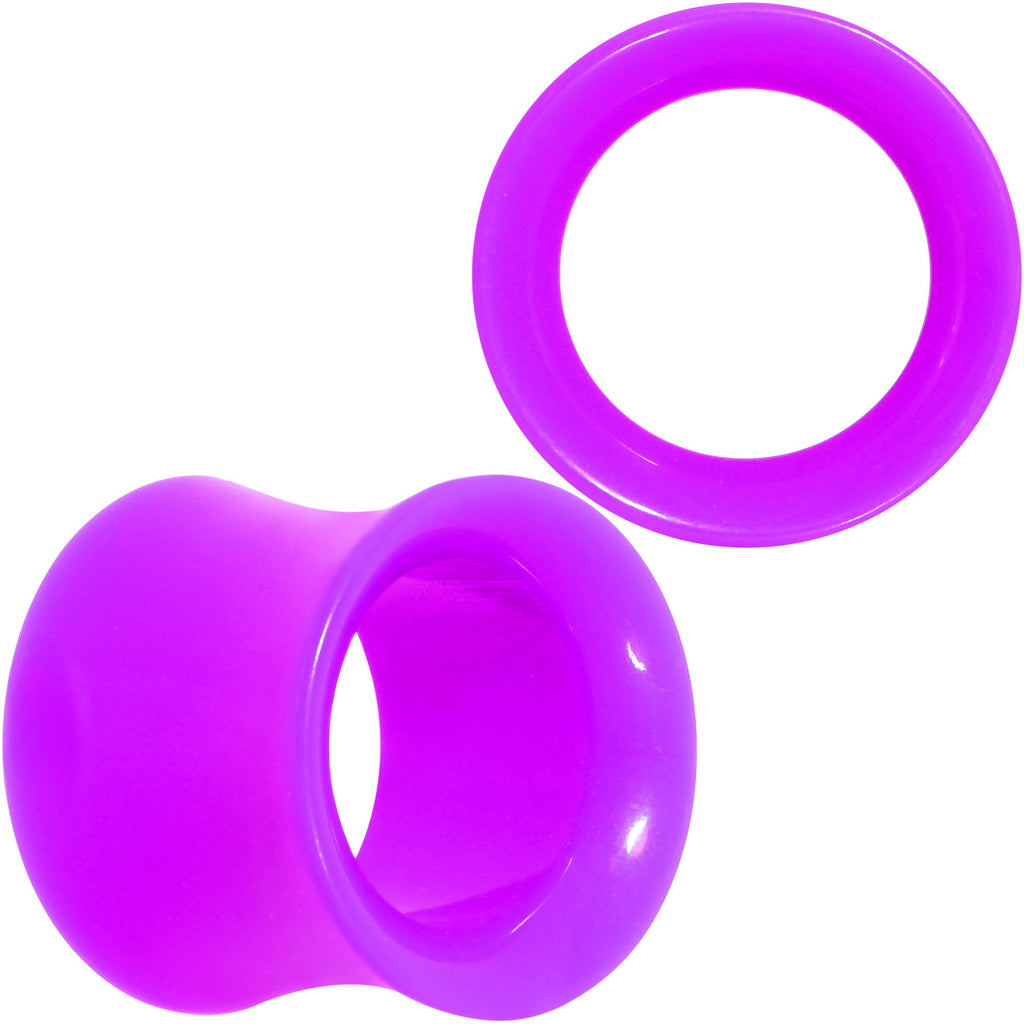 BodyCandy Purple Acrylic UV Saddle Tunnel Plug Set 12mm to 26mm — in-use photo